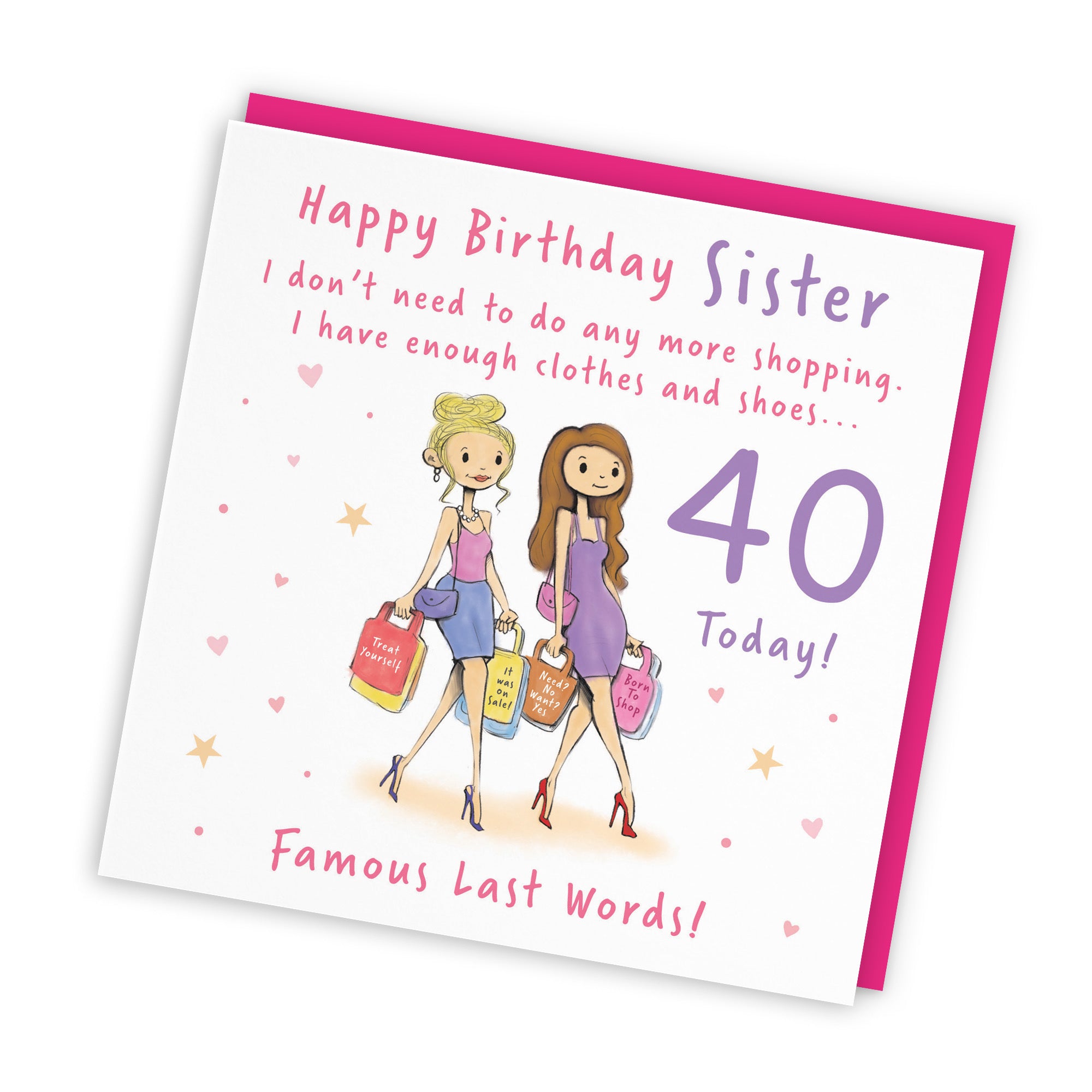 40th Sister Birthday Card Shopping Silly Squiggles - Default Title (RH00135)