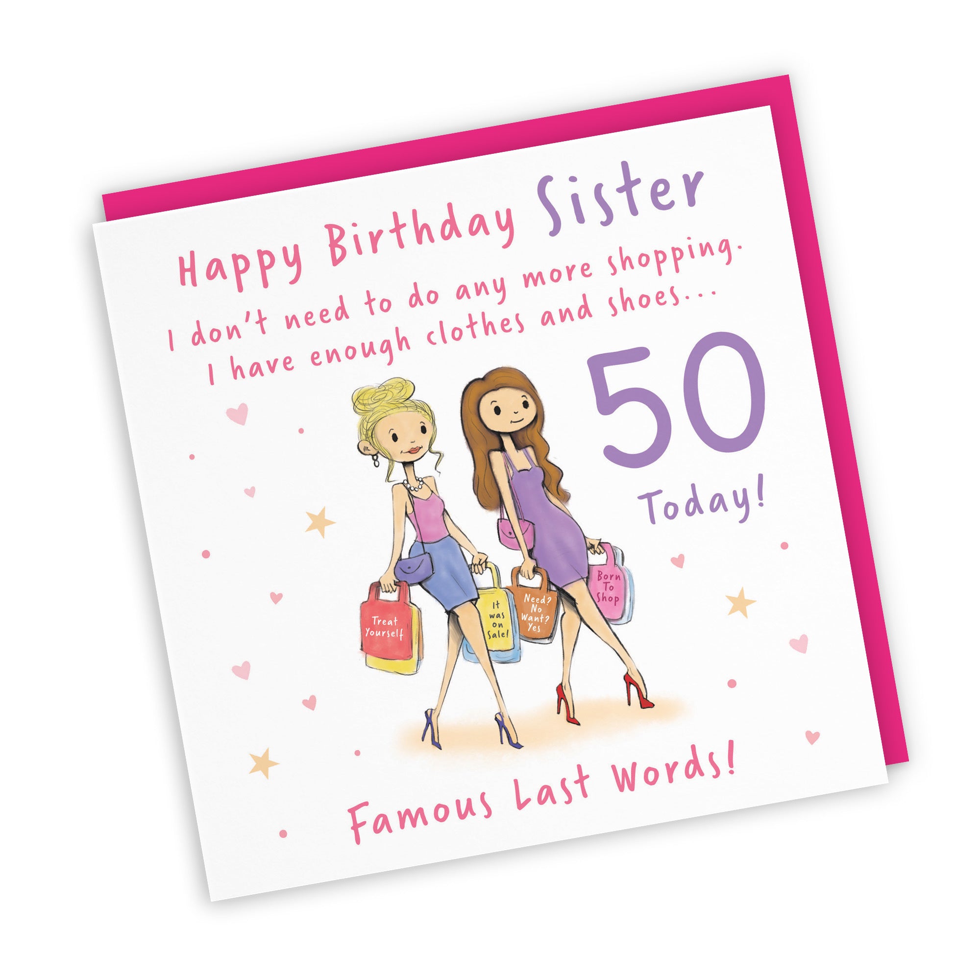 50th Sister Birthday Card Shopping Silly Squiggles - Default Title (RH00136)