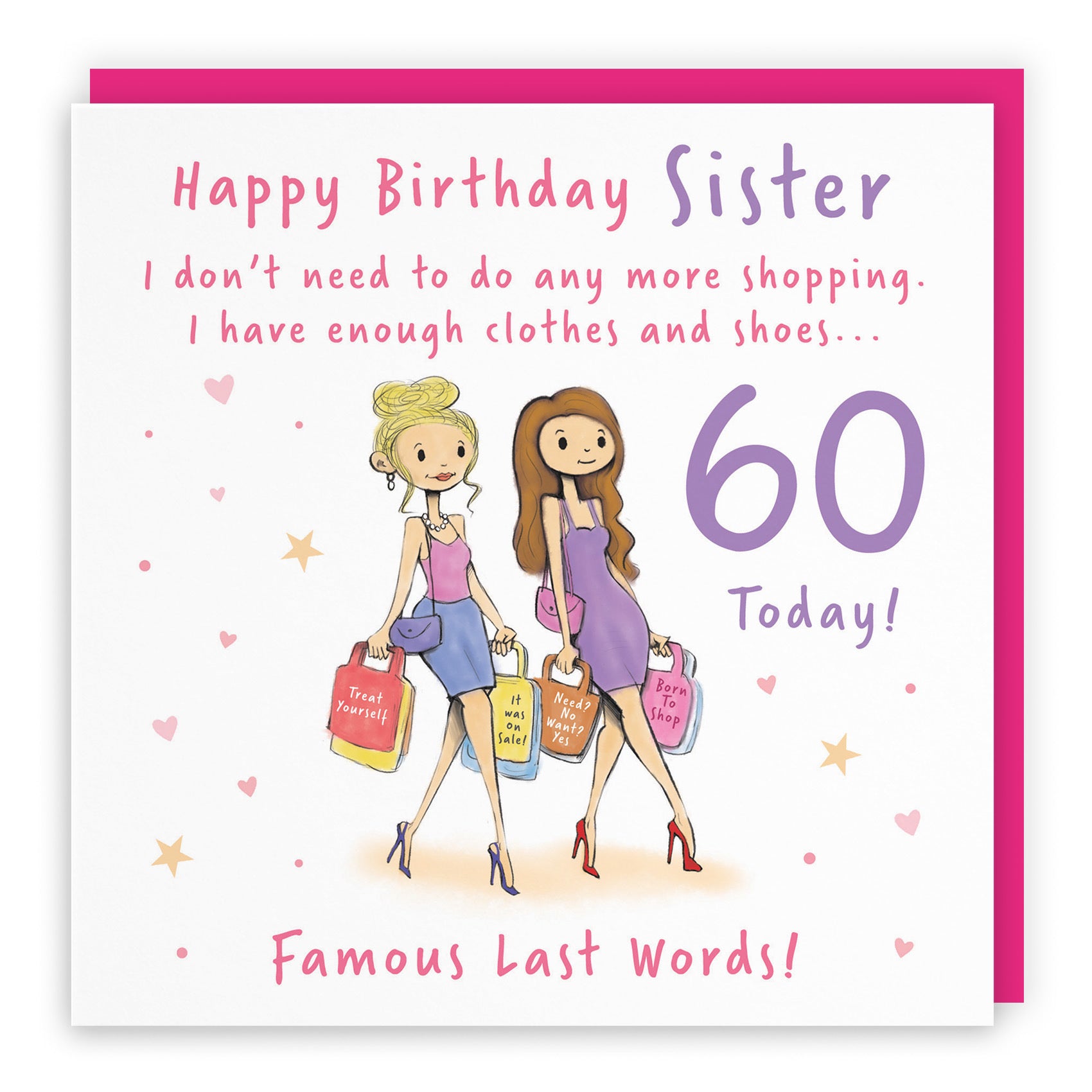 60th Sister Birthday Card Shopping Silly Squiggles - Default Title (RH00137)