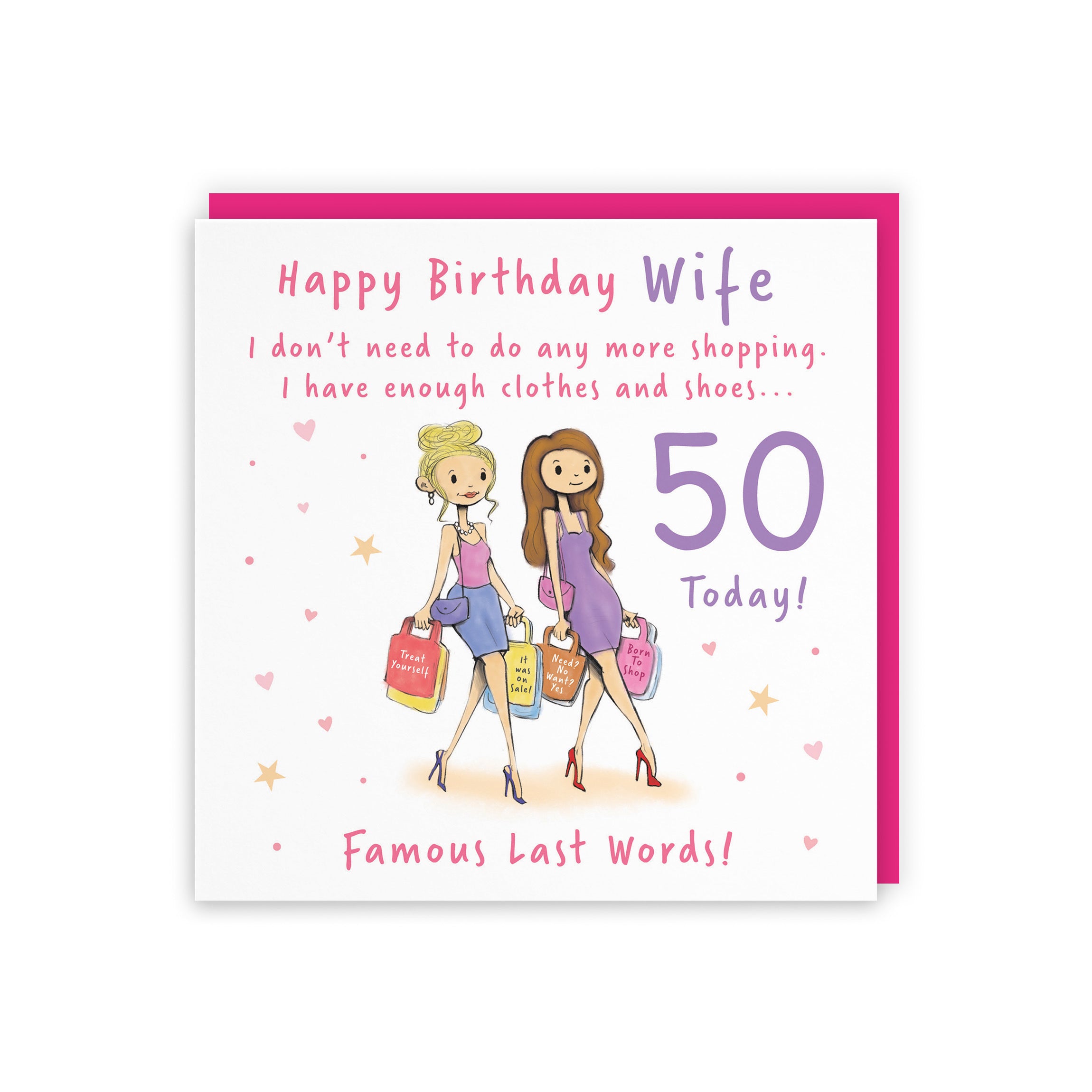 50th Wife Birthday Card Shopping Silly Squiggles - Default Title (RH00148)