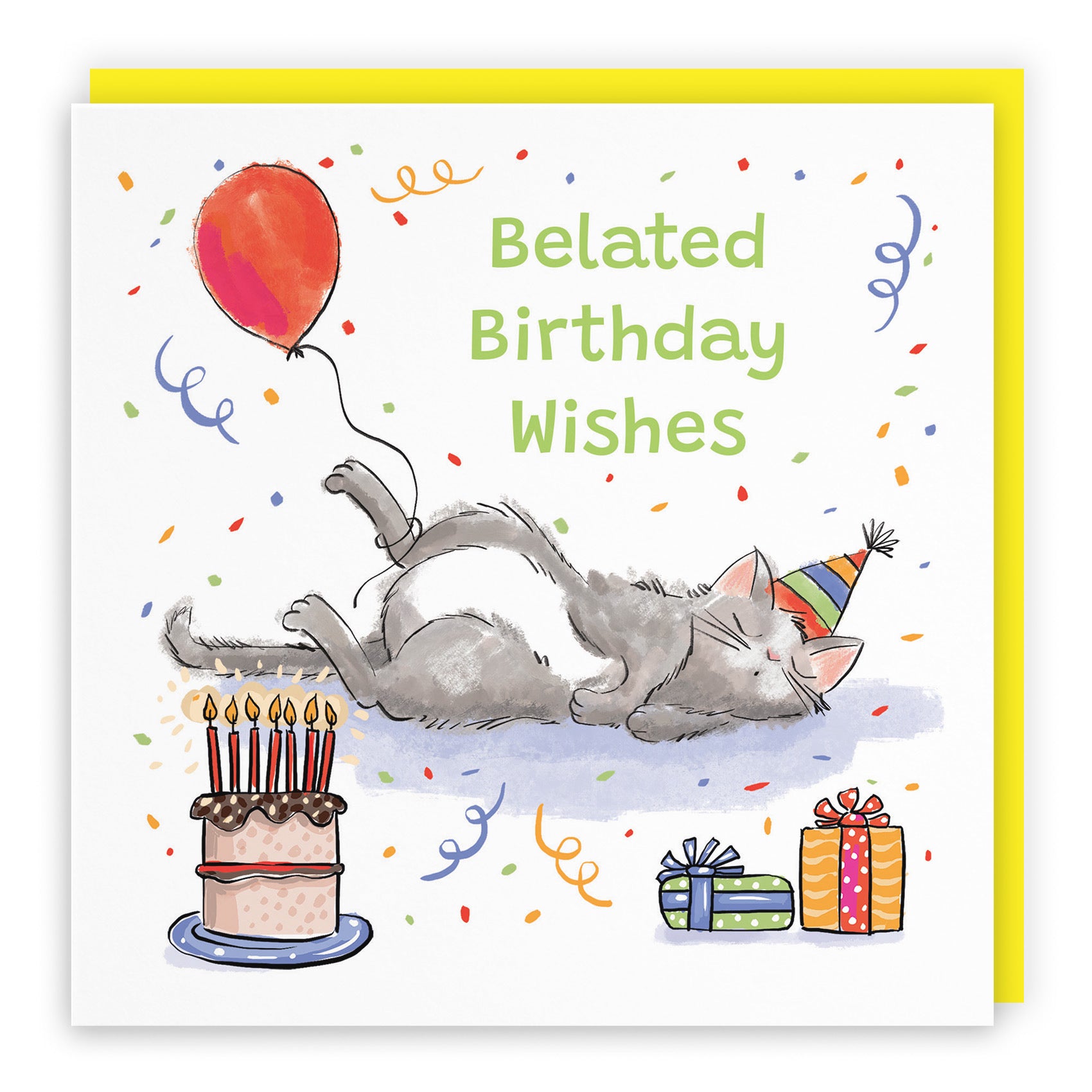 Belated Birthday Card Sleepy Cat Animal Party - Default Title (RM00006)