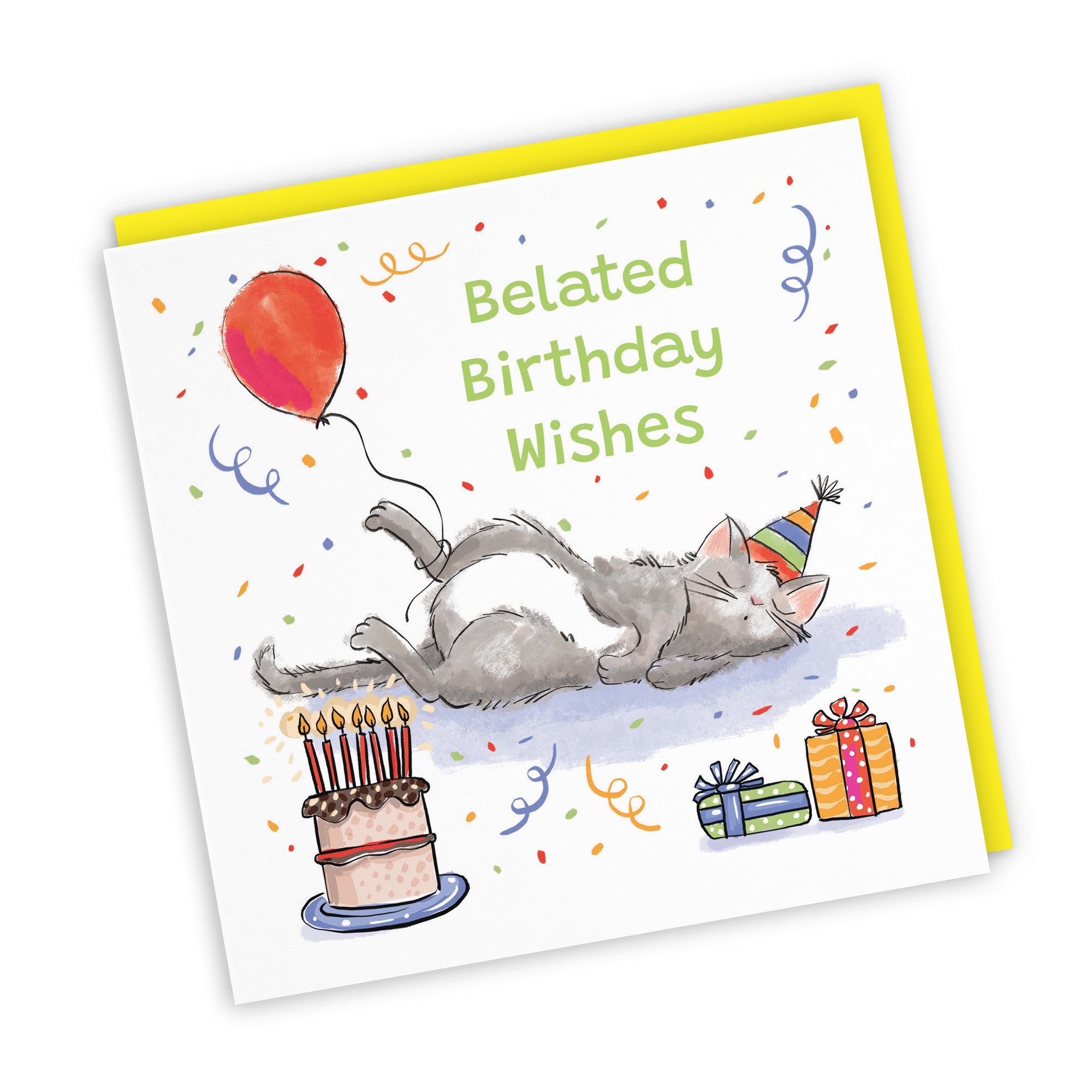 Belated Birthday Card Sleepy Cat Animal Party - Default Title (RM00006)