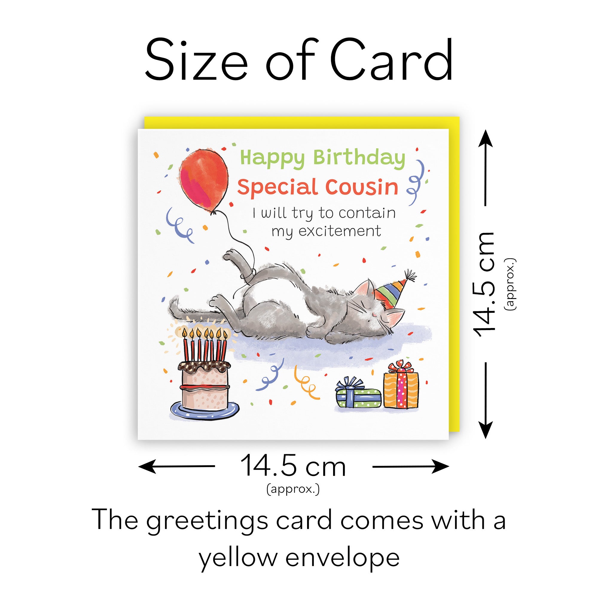 Cousin Birthday Card Sleepy Cat Animal Party - Default Title (RM00015)