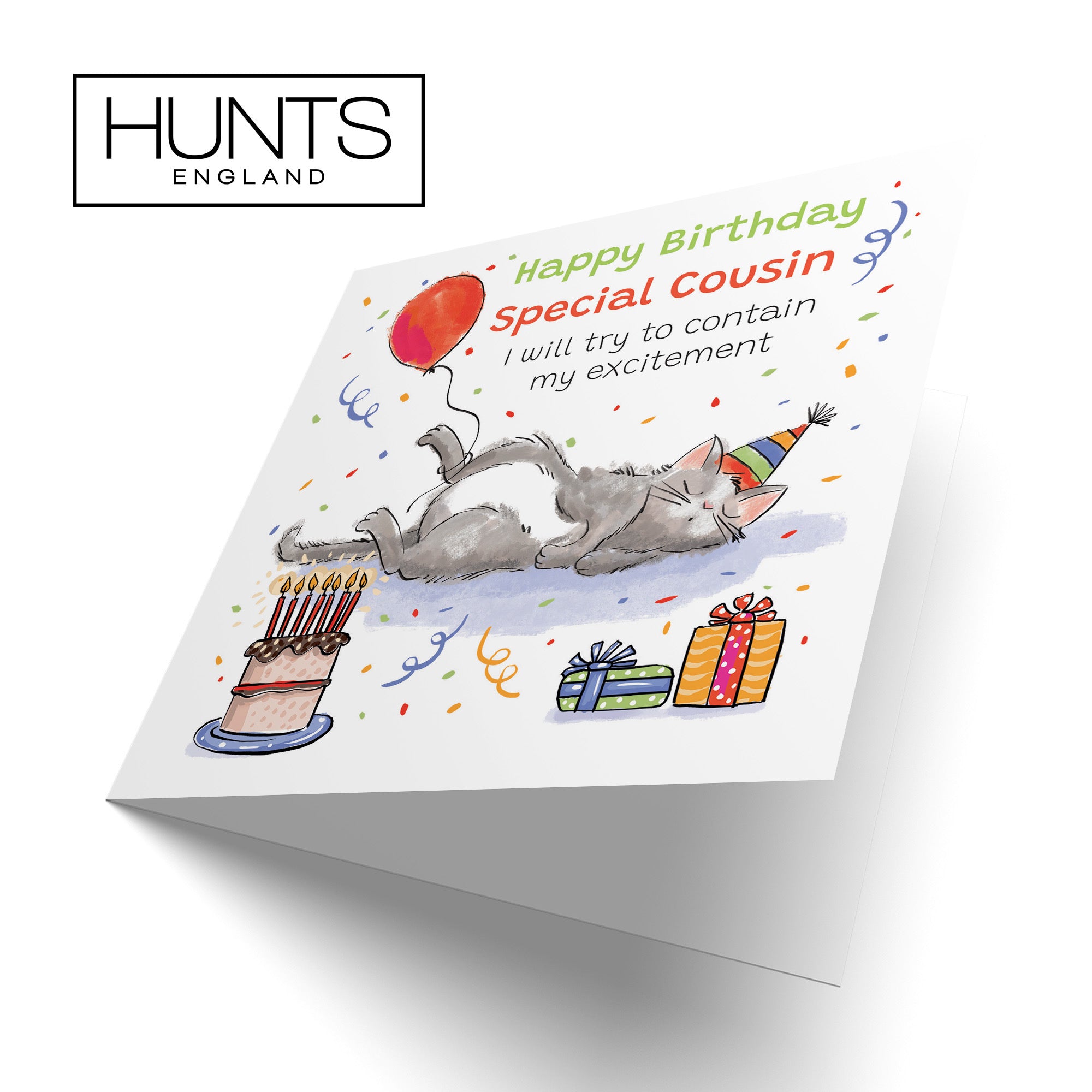 Cousin Birthday Card Sleepy Cat Animal Party - Default Title (RM00015)
