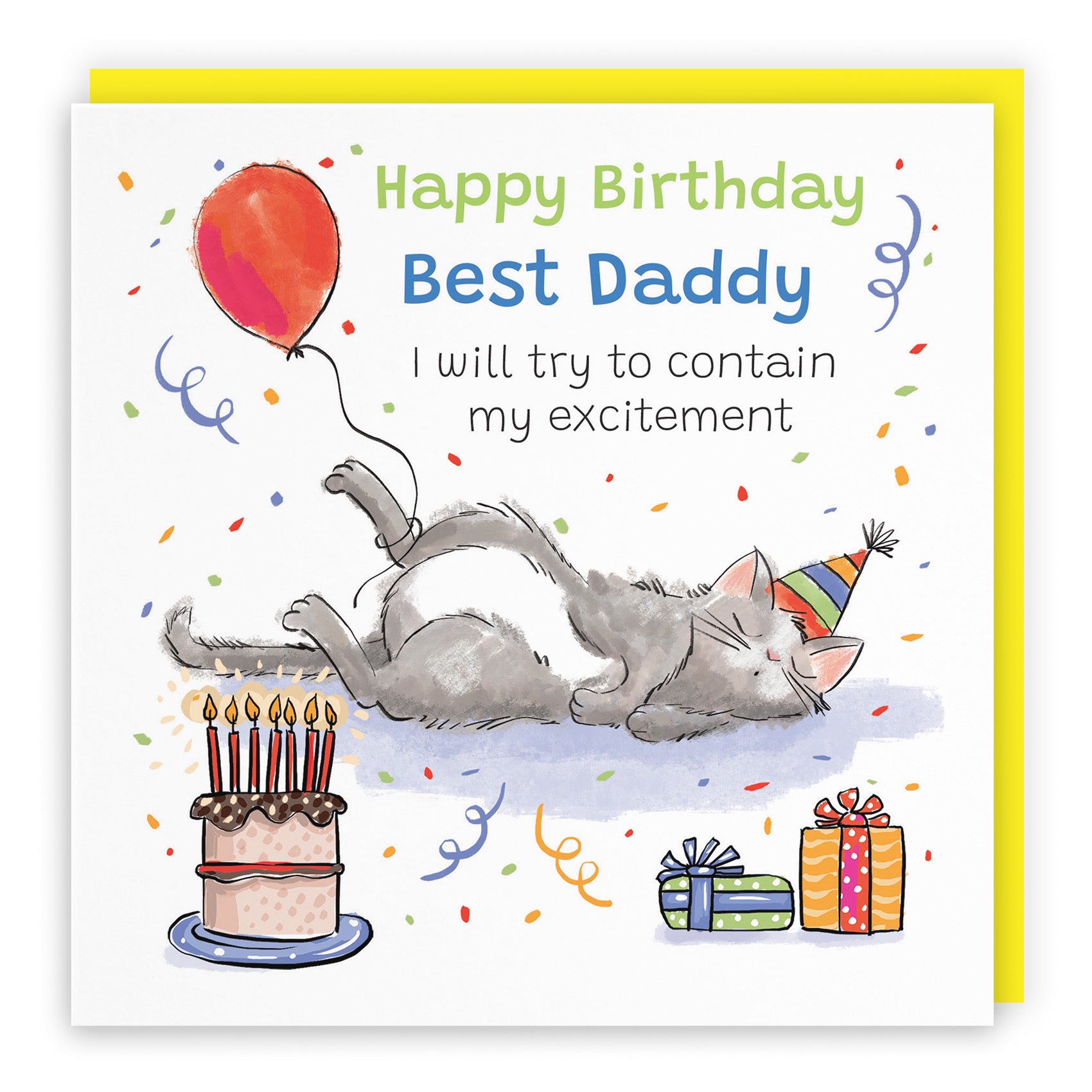 Daddy Birthday Card Sleepy Cat Animal Party - Default Title (RM00017)