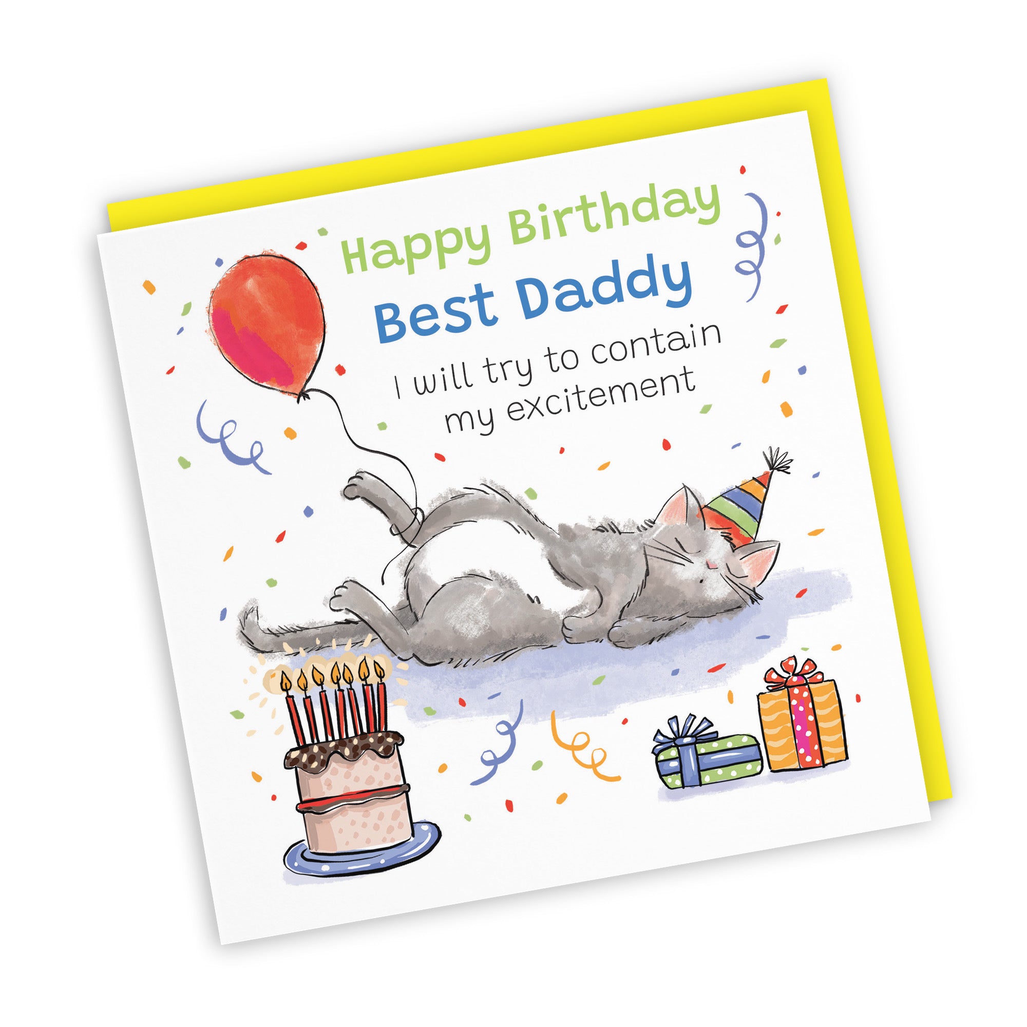 Daddy Birthday Card Sleepy Cat Animal Party - Default Title (RM00017)