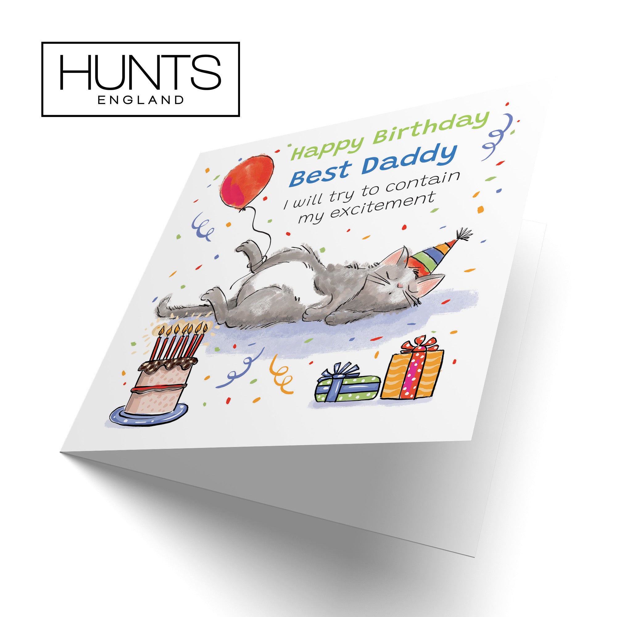 Daddy Birthday Card Sleepy Cat Animal Party - Default Title (RM00017)