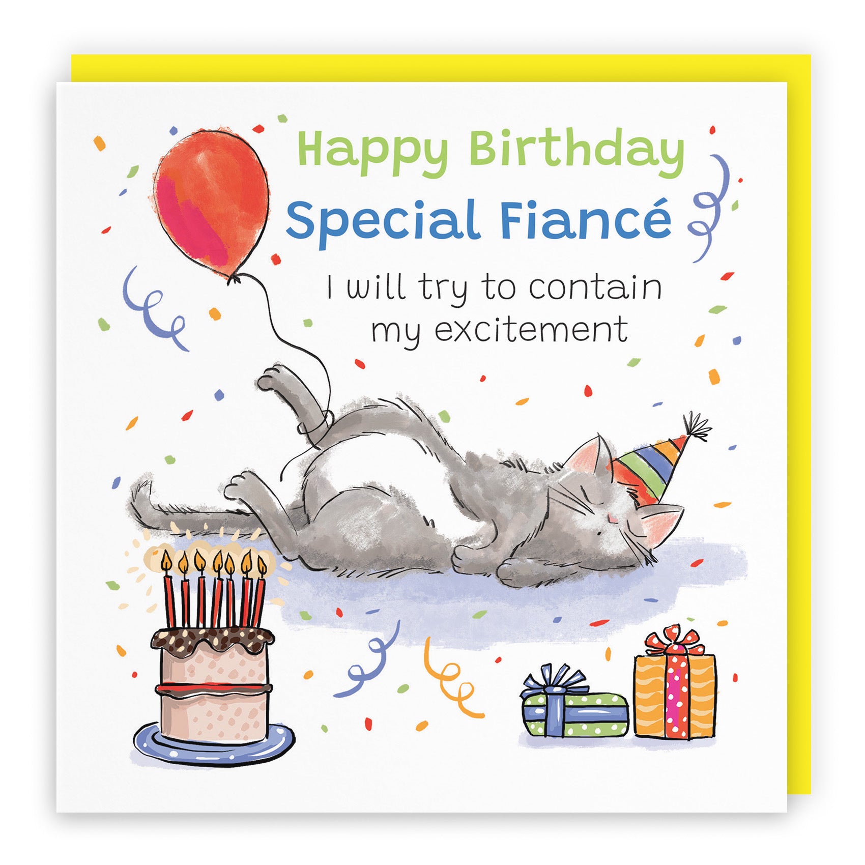 Fiancé Birthday Card Sleepy Cat Animal Party - Default Title (RM00022)