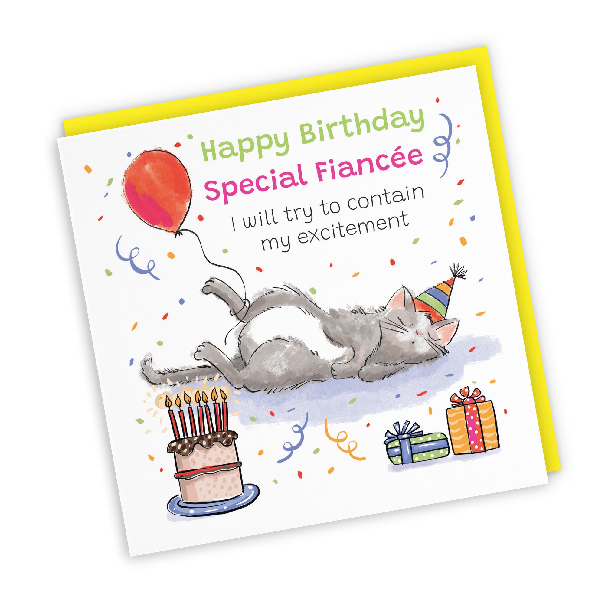 Fiancée Birthday Card Sleepy Cat Animal Party - Default Title (RM00023)