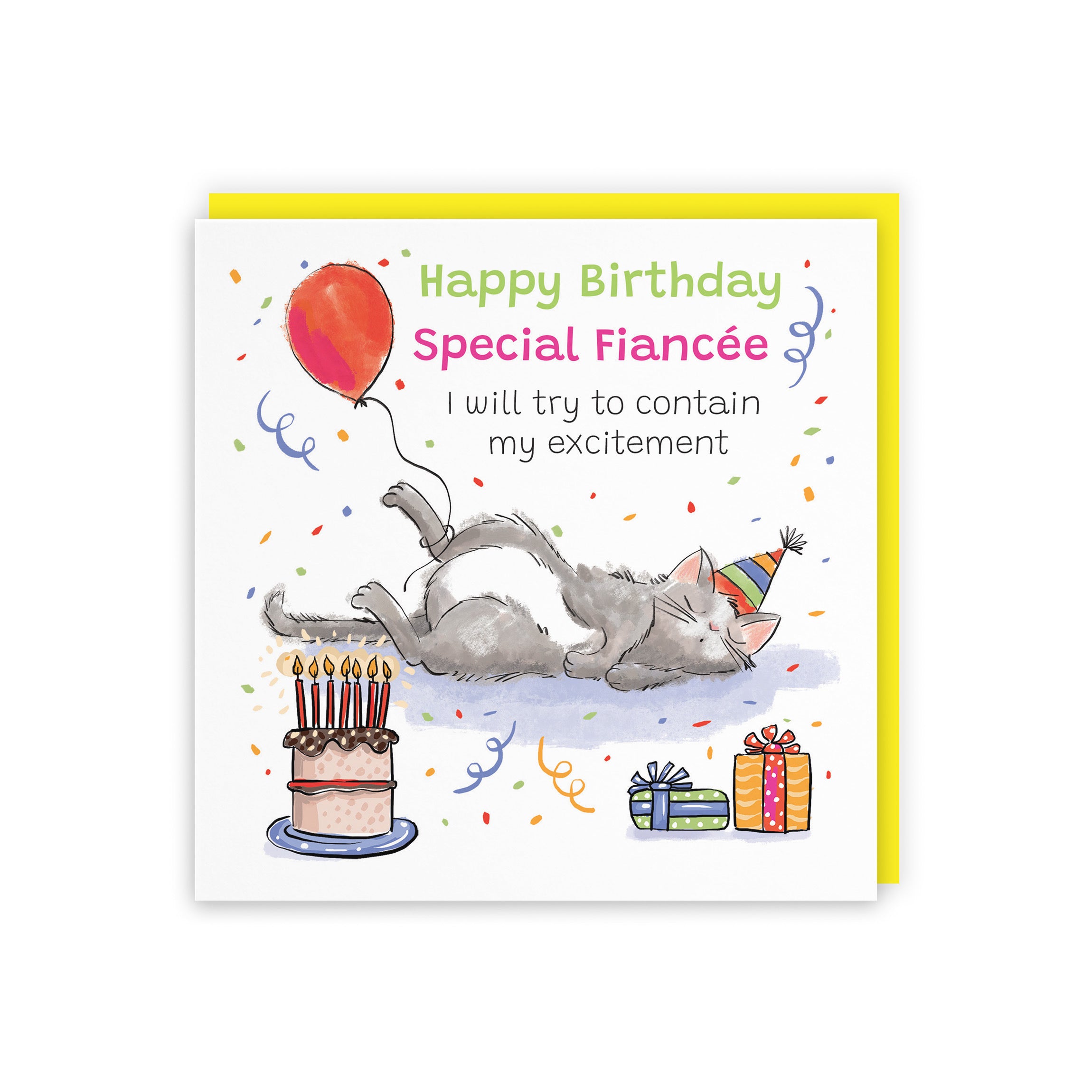 Fiancée Birthday Card Sleepy Cat Animal Party - Default Title (RM00023)