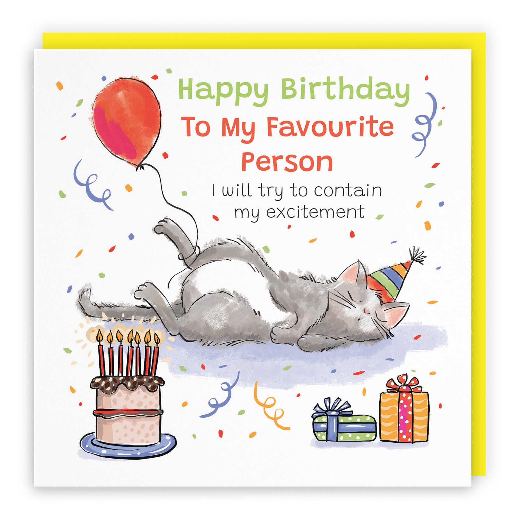 Favourite Person Birthday Card Sleepy Cat Animal Party - Default Title (RM00024)