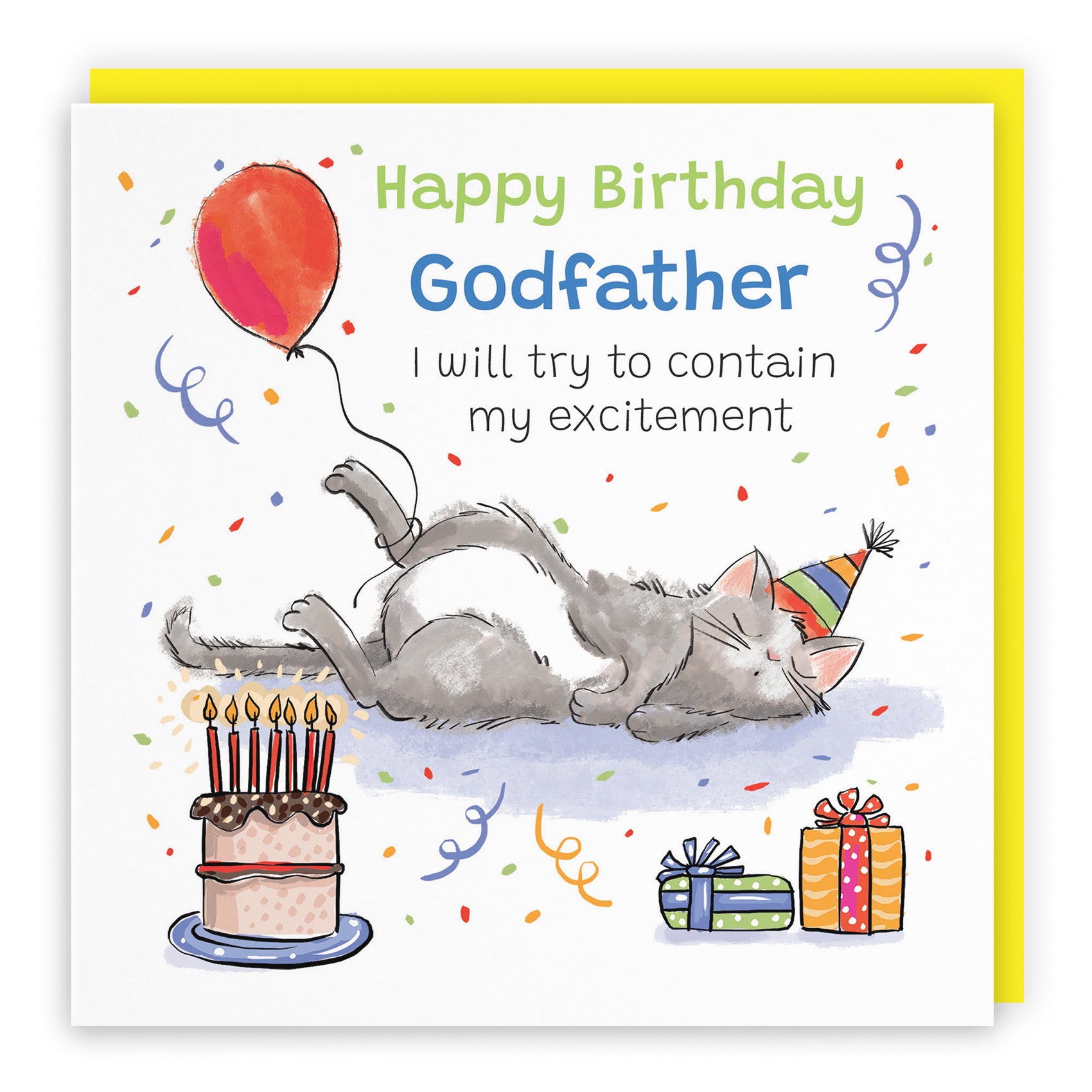 Godfather Birthday Card Sleepy Cat Animal Party - Default Title (RM00027)