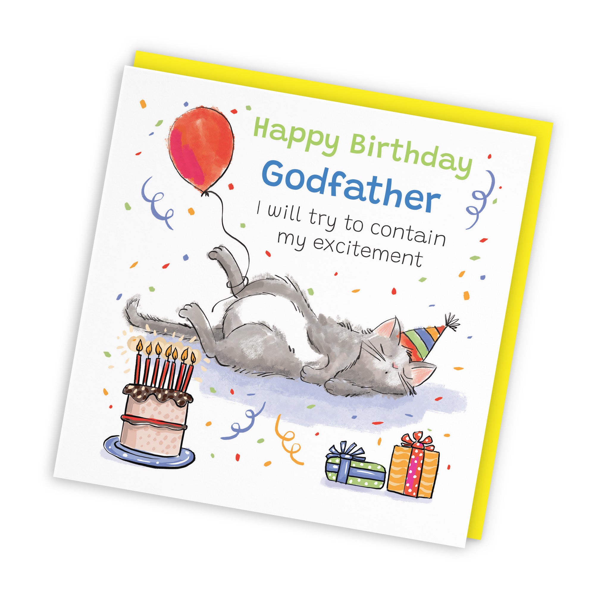 Godfather Birthday Card Sleepy Cat Animal Party - Default Title (RM00027)