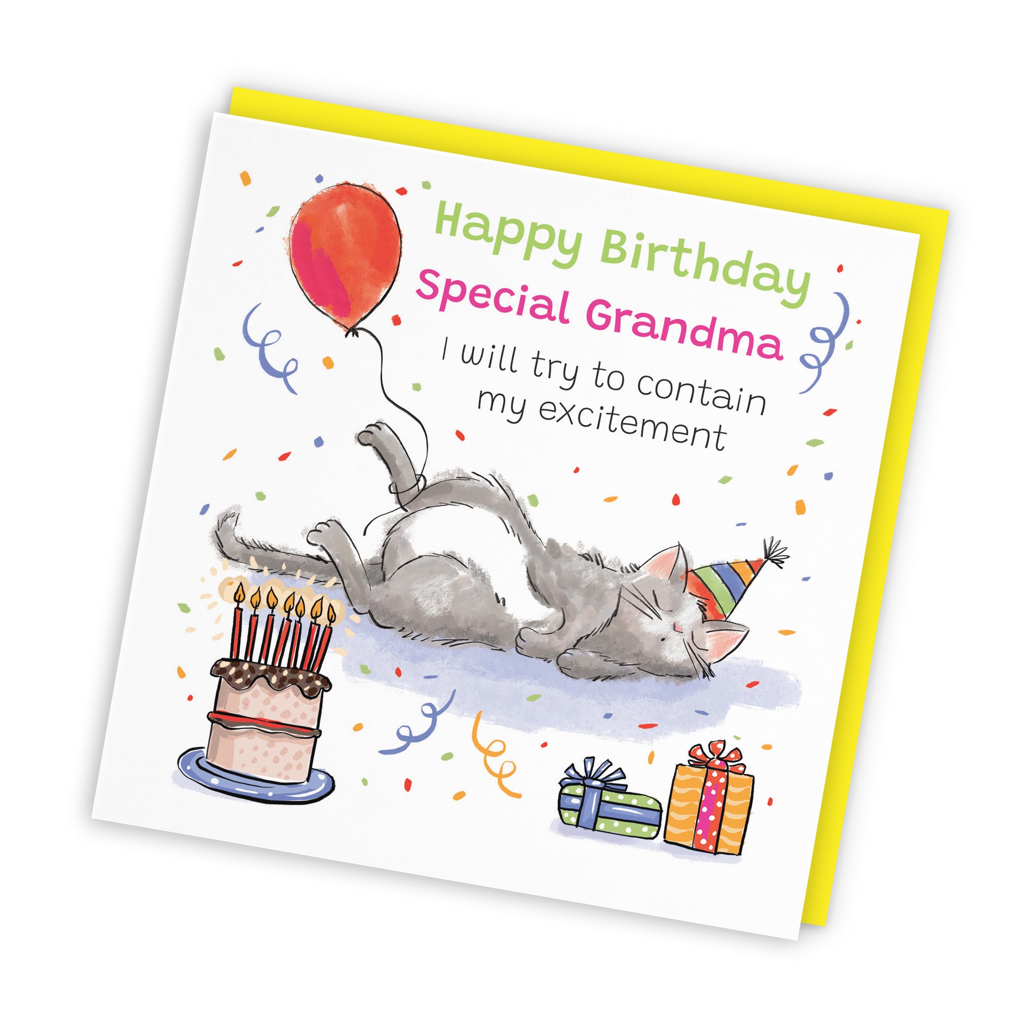 Grandma Birthday Card Sleepy Cat Animal Party - Default Title (RM00034)
