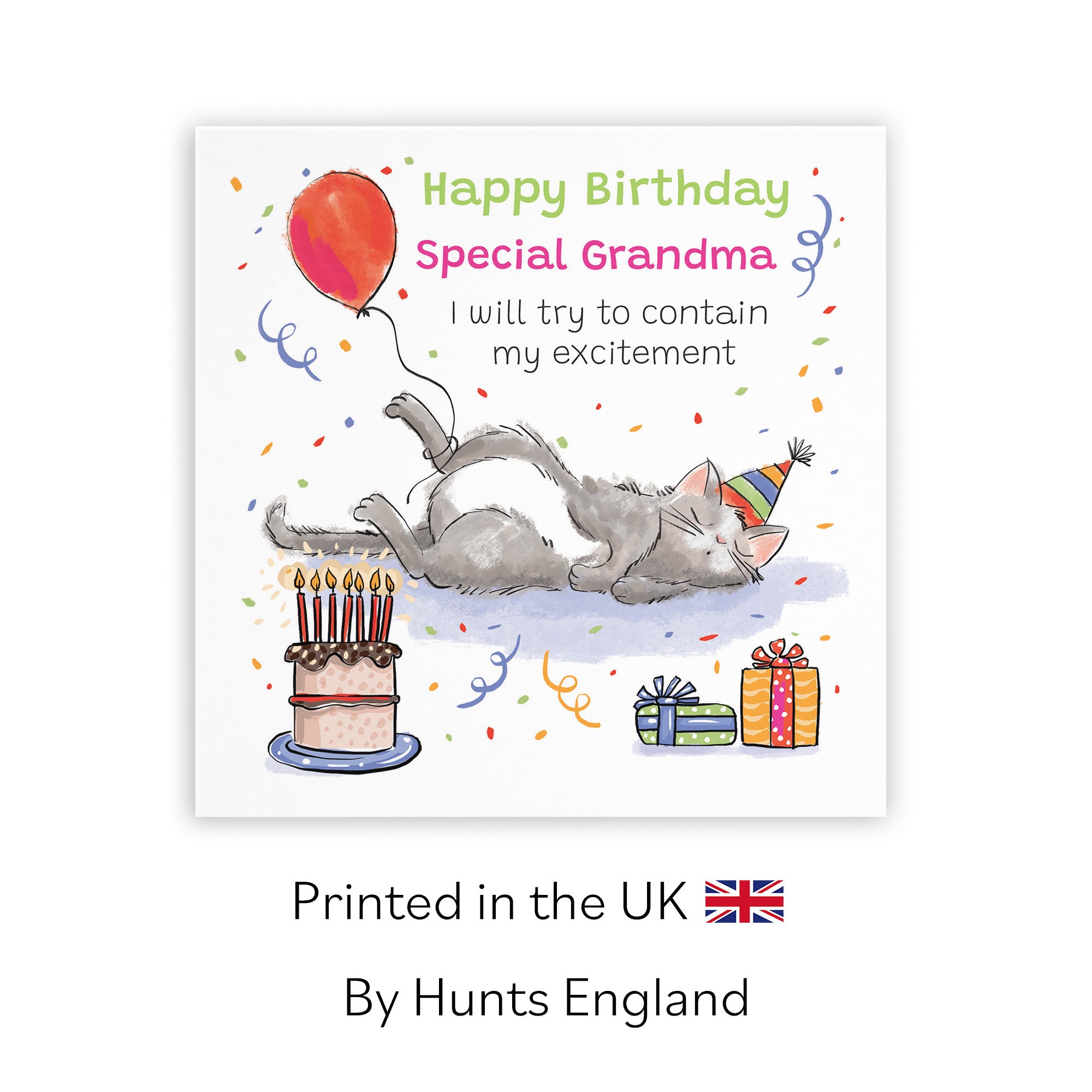 Grandma Birthday Card Sleepy Cat Animal Party - Default Title (RM00034)
