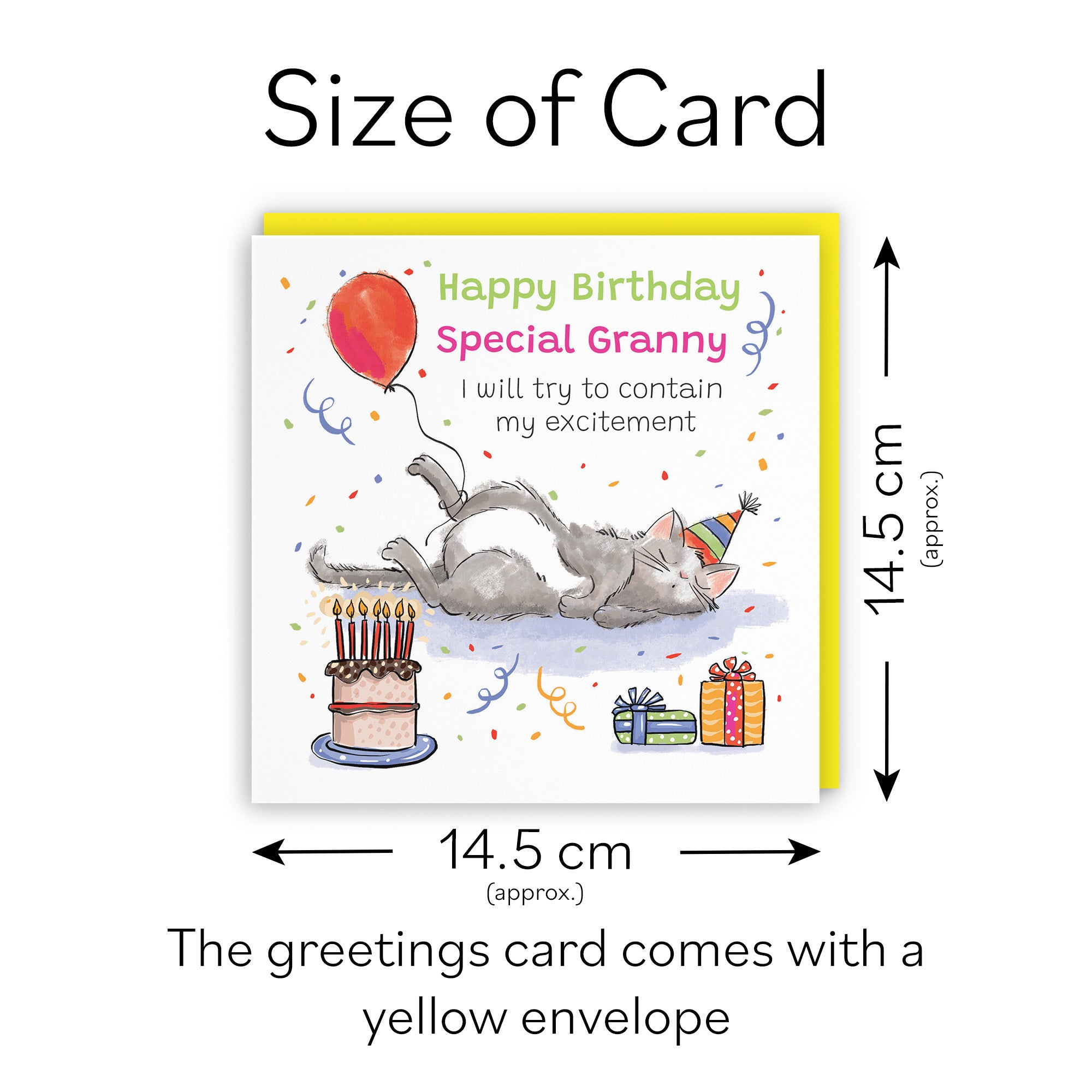 Granny Birthday Card Sleepy Cat Animal Party - Default Title (RM00035)