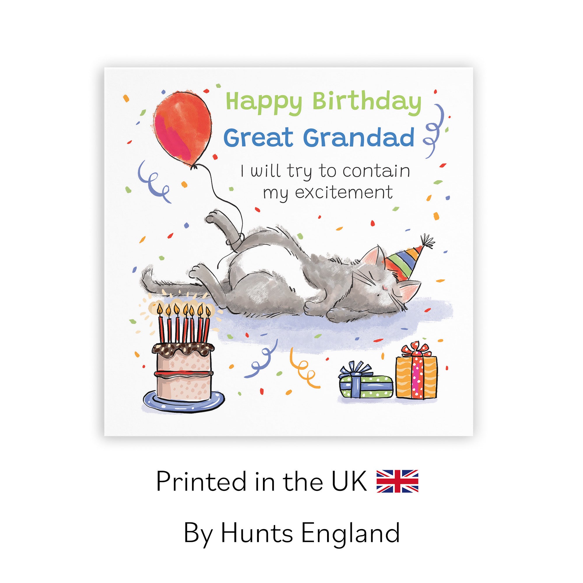 Great Grandad Birthday Card Sleepy Cat Animal Party - Default Title (RM00041)