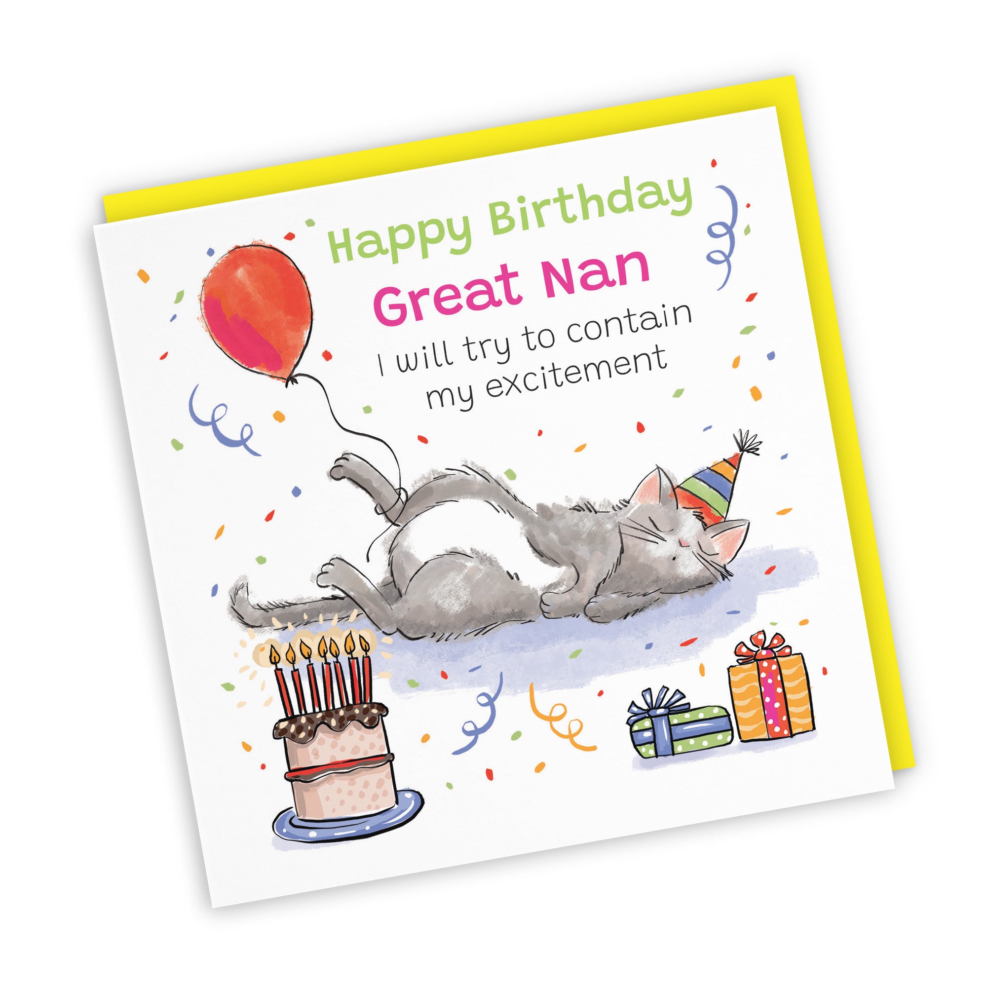 Great Nan Birthday Card Sleepy Cat Animal Party - Default Title (RM00046)