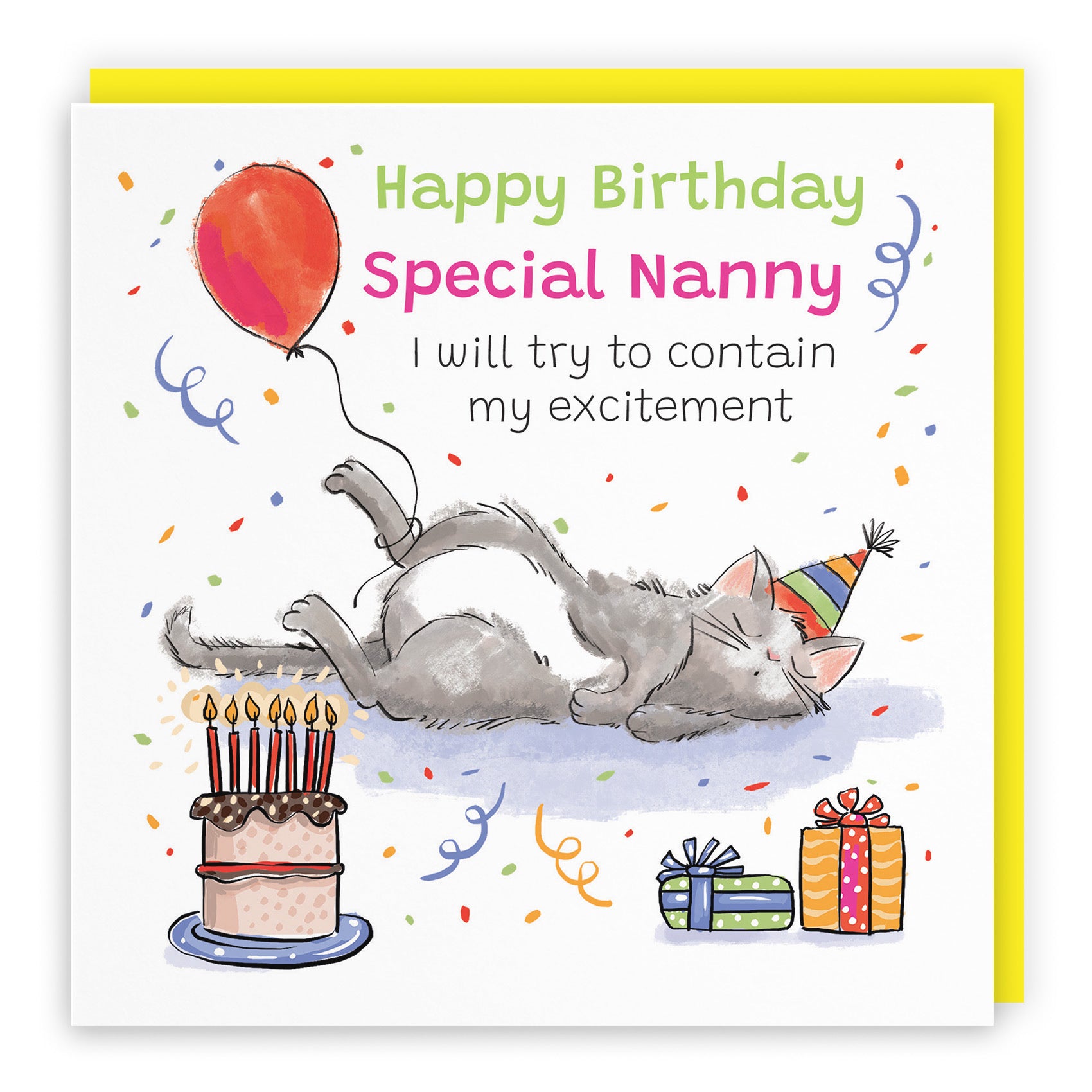 Nanny Birthday Card Sleepy Cat Animal Party - Default Title (RM00062)