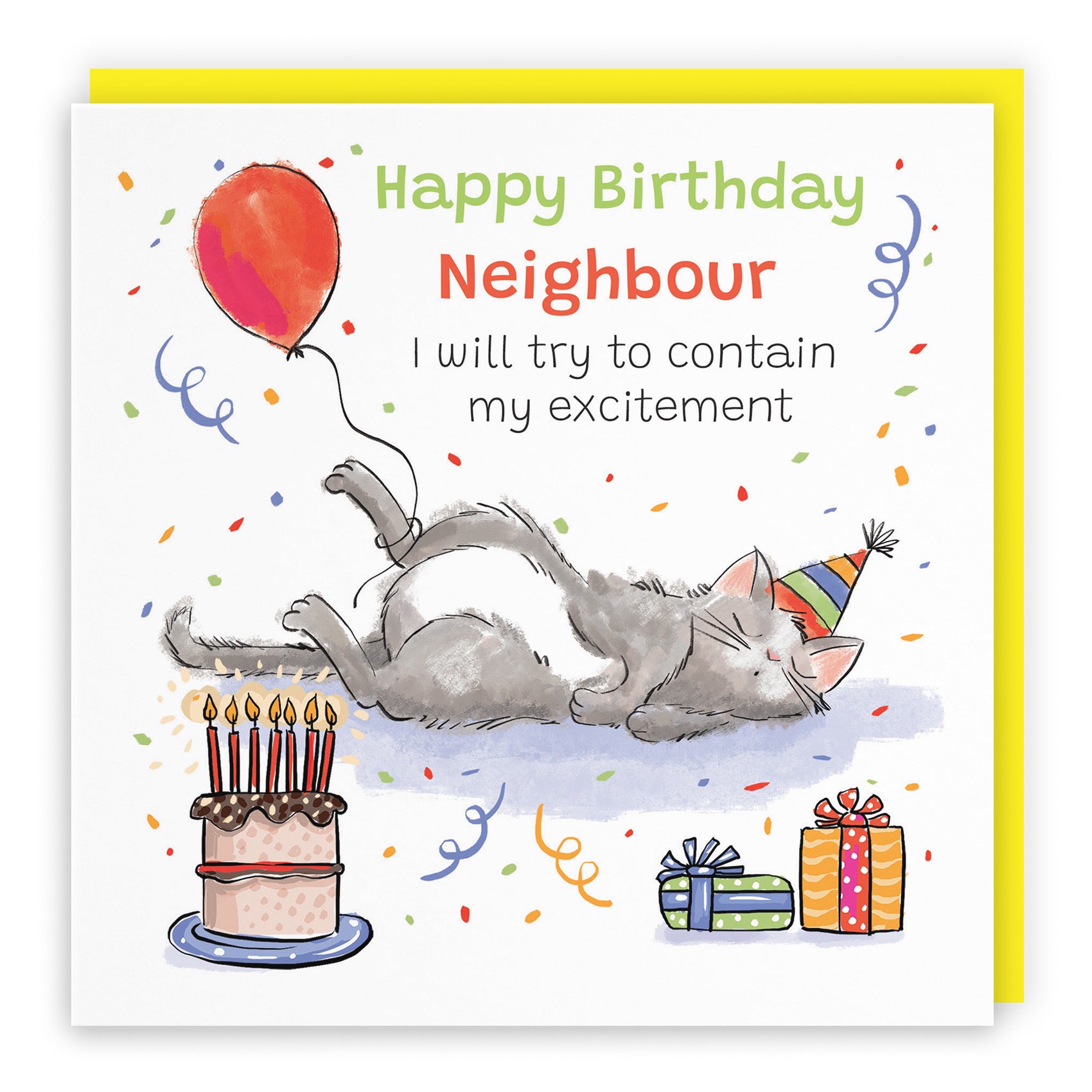 Neighbour Birthday Card Sleepy Cat Animal Party - Default Title (RM00063)