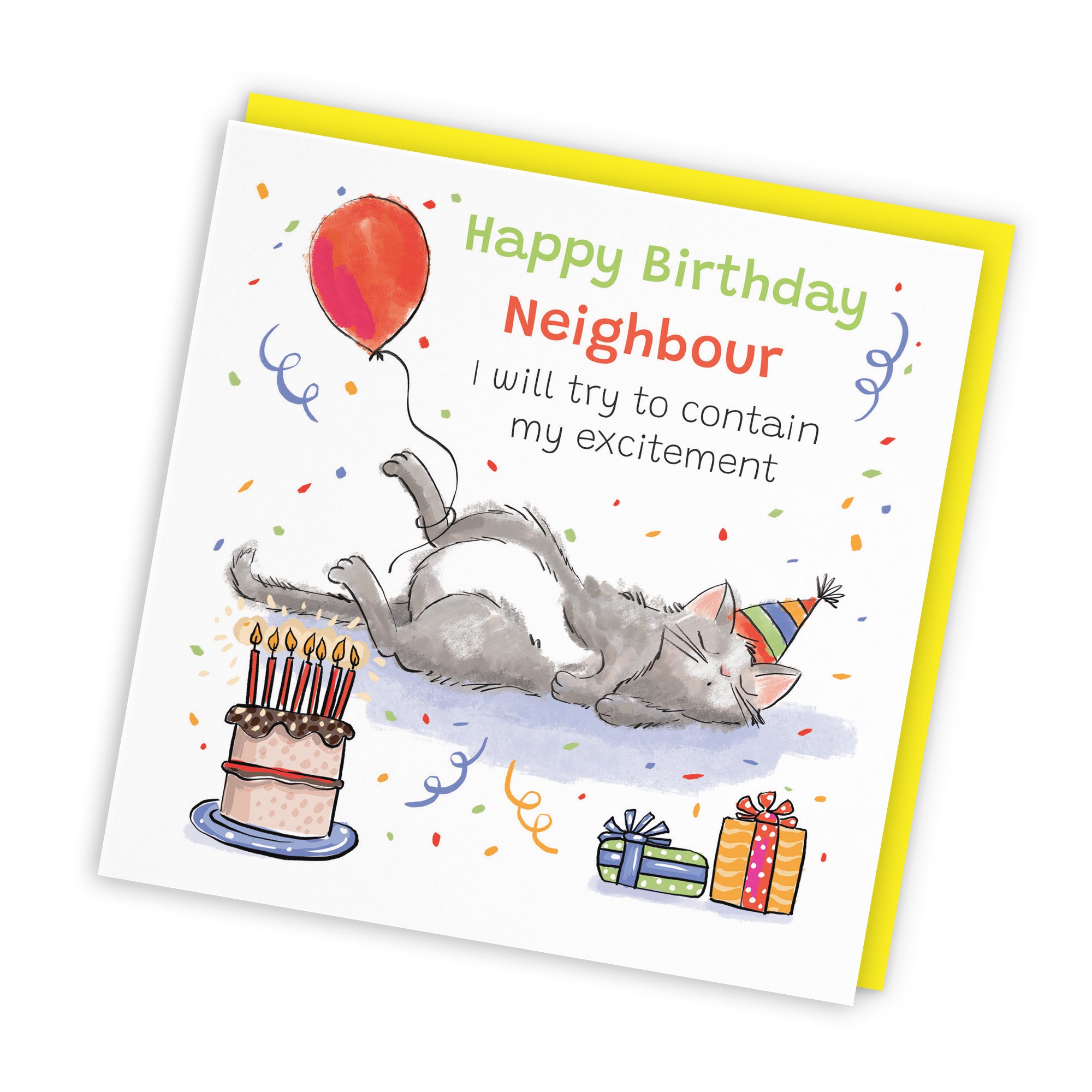 Neighbour Birthday Card Sleepy Cat Animal Party - Default Title (RM00063)
