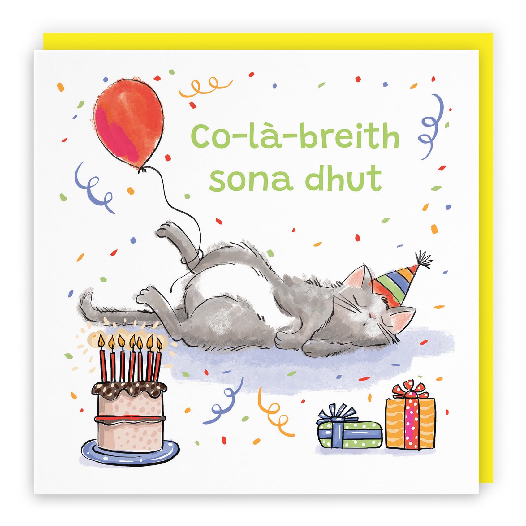 Scottish Language Birthday Card Sleepy Cat Animal Party - Default Title (RM00100)