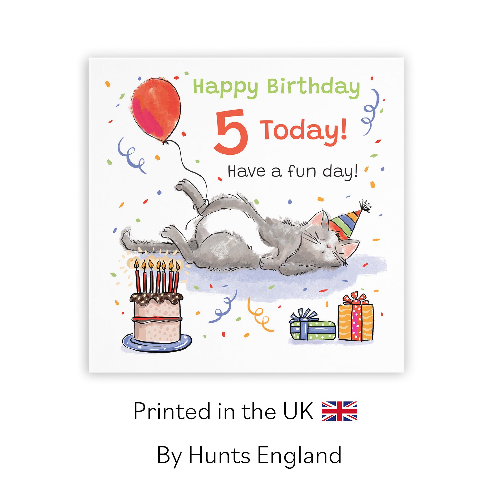 5th Birthday Card Sleepy Cat Animal Party - Default Title (RM00101)