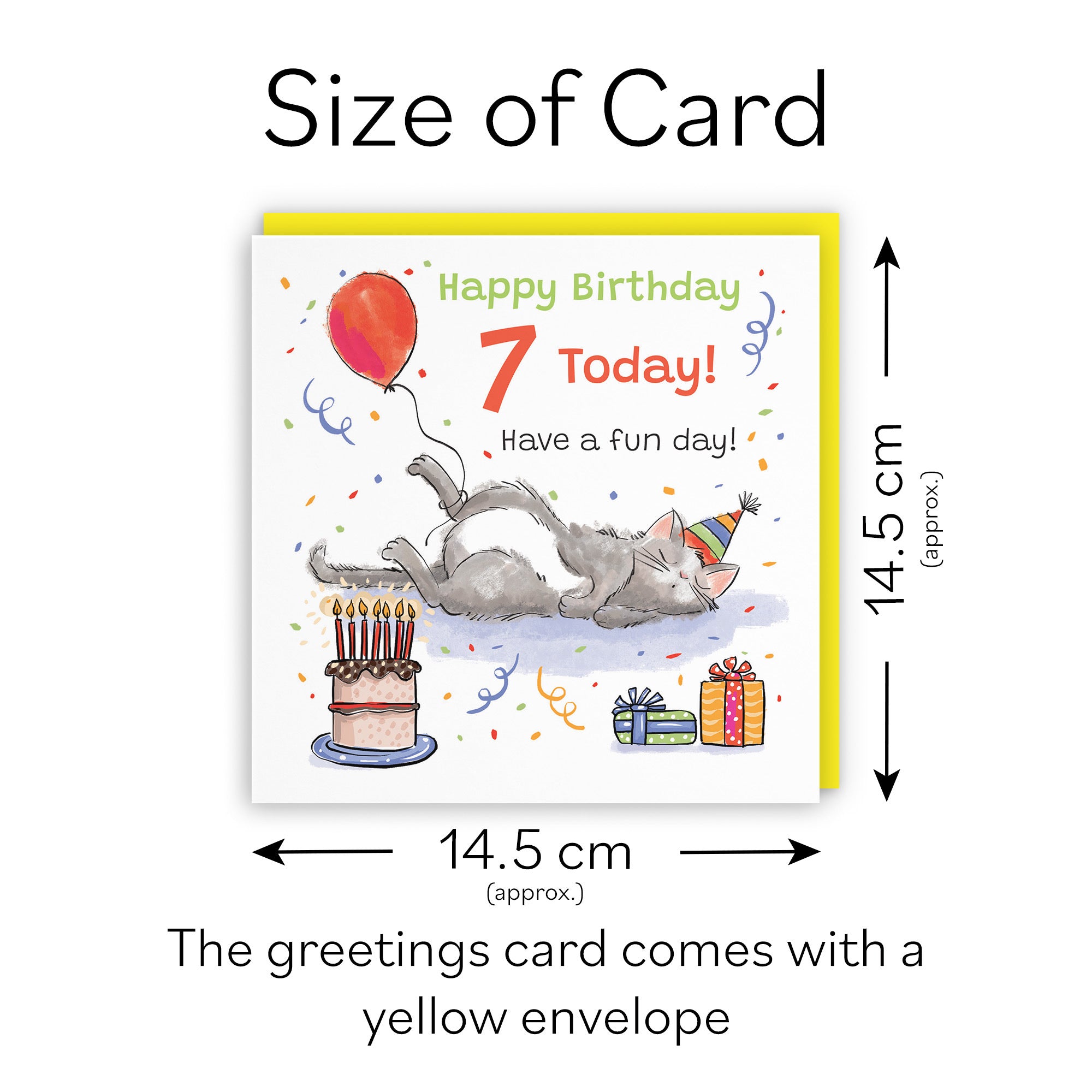 7th Birthday Card Sleepy Cat Animal Party - Default Title (RM00103)