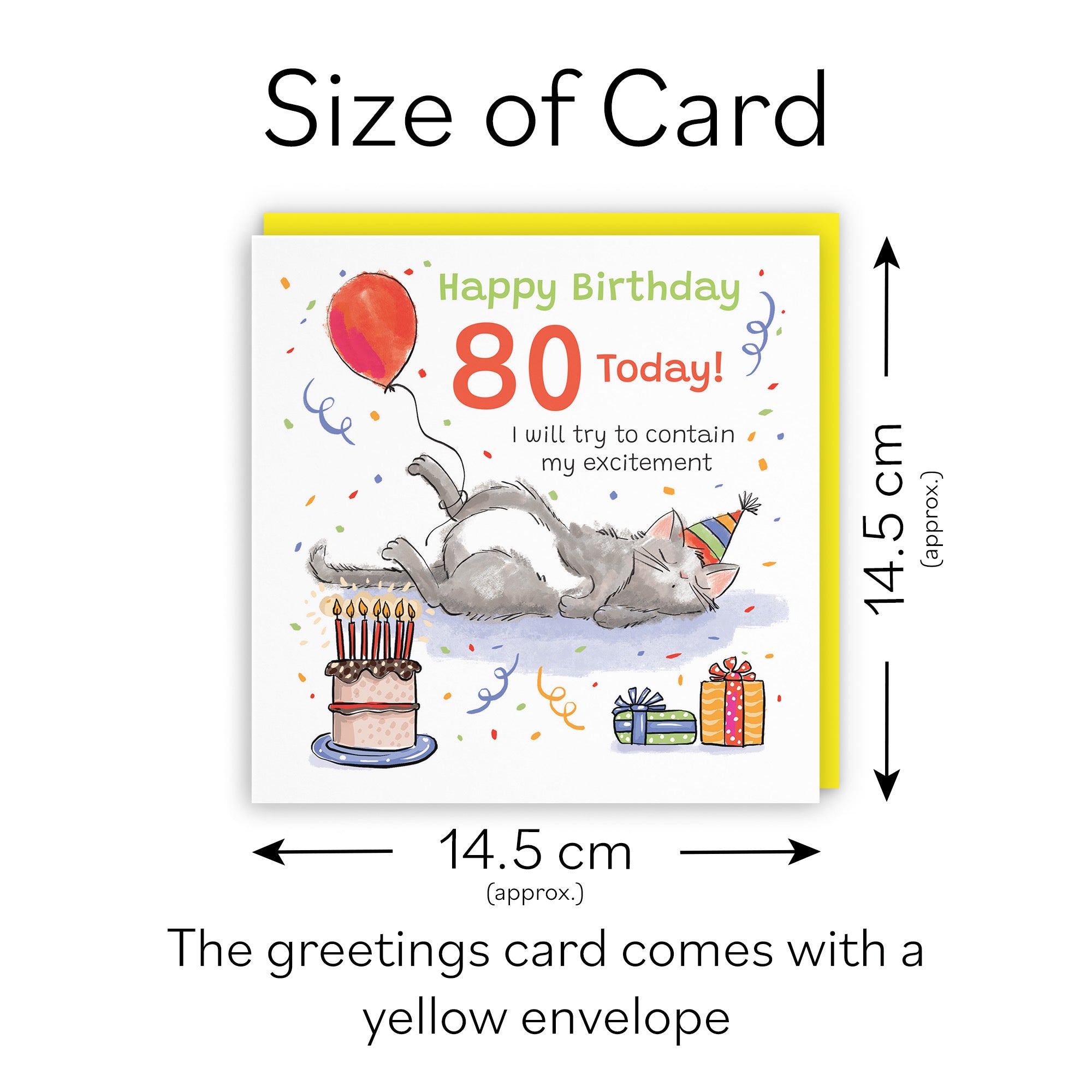 80th Birthday Card Sleepy Cat Animal Party - Default Title (RM00130)