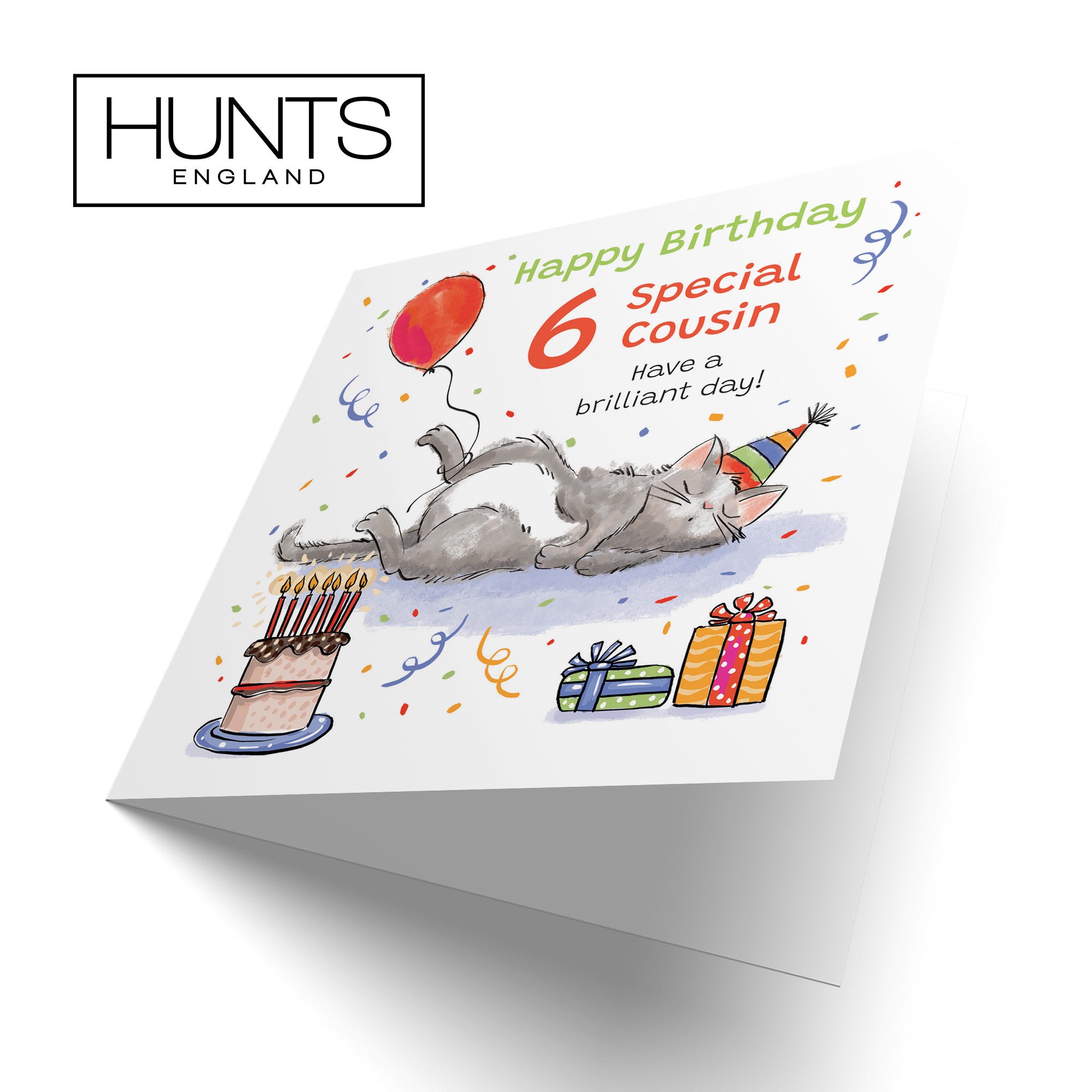 6th Cousin Birthday Card Sleepy Cat Animal Party - Default Title (RM00171)