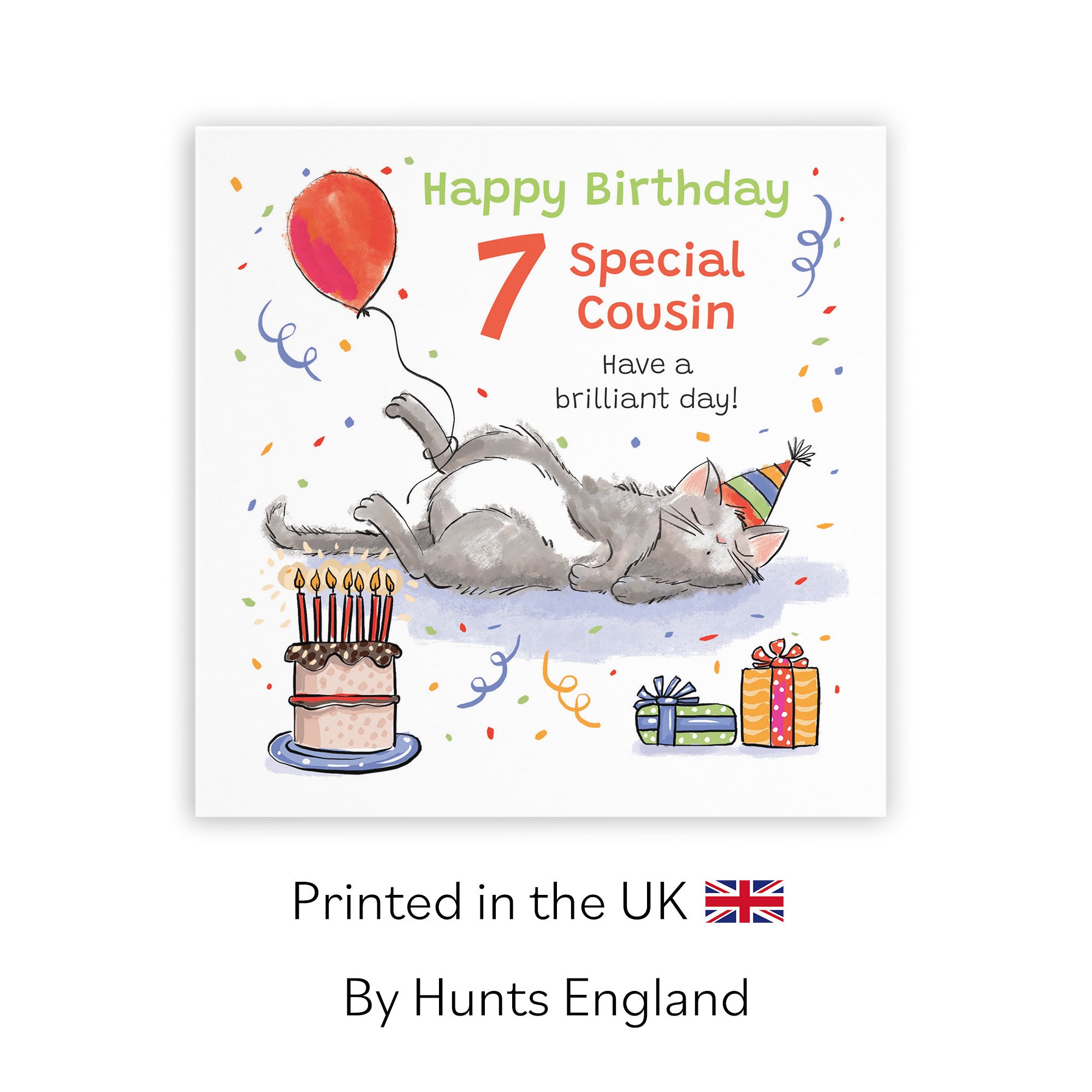 7th Cousin Birthday Card Sleepy Cat Animal Party - Default Title (RM00172)