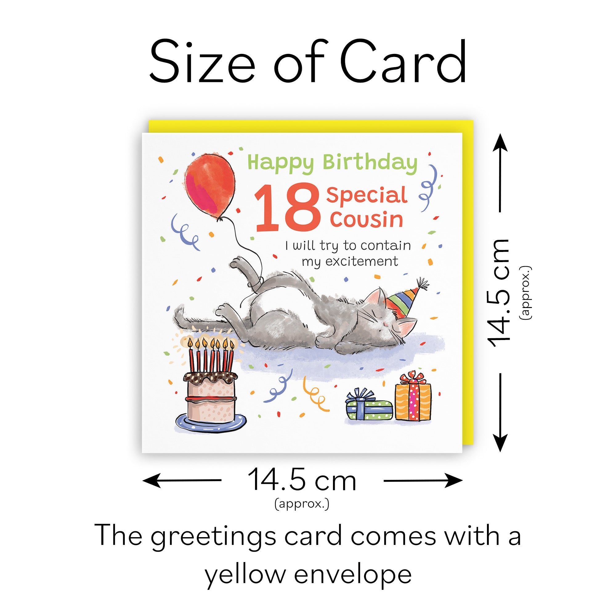 18th Cousin Birthday Card Sleepy Cat Animal Party - Default Title (RM00178)