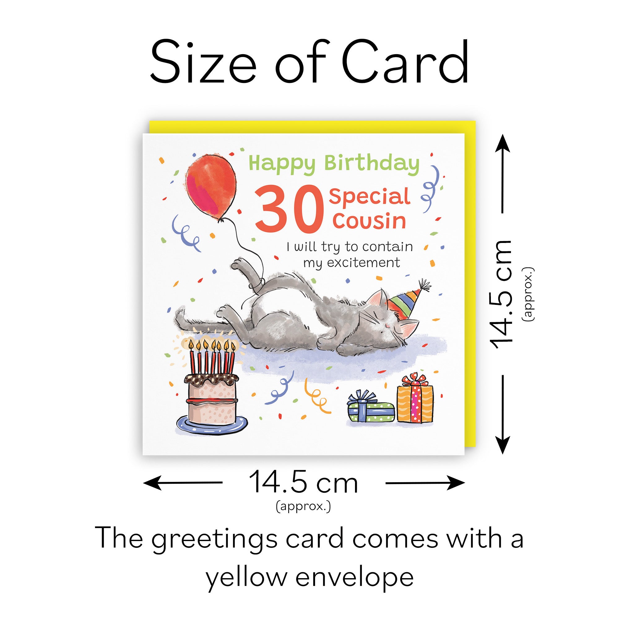 30th Cousin Birthday Card Sleepy Cat Animal Party - Default Title (RM00180)