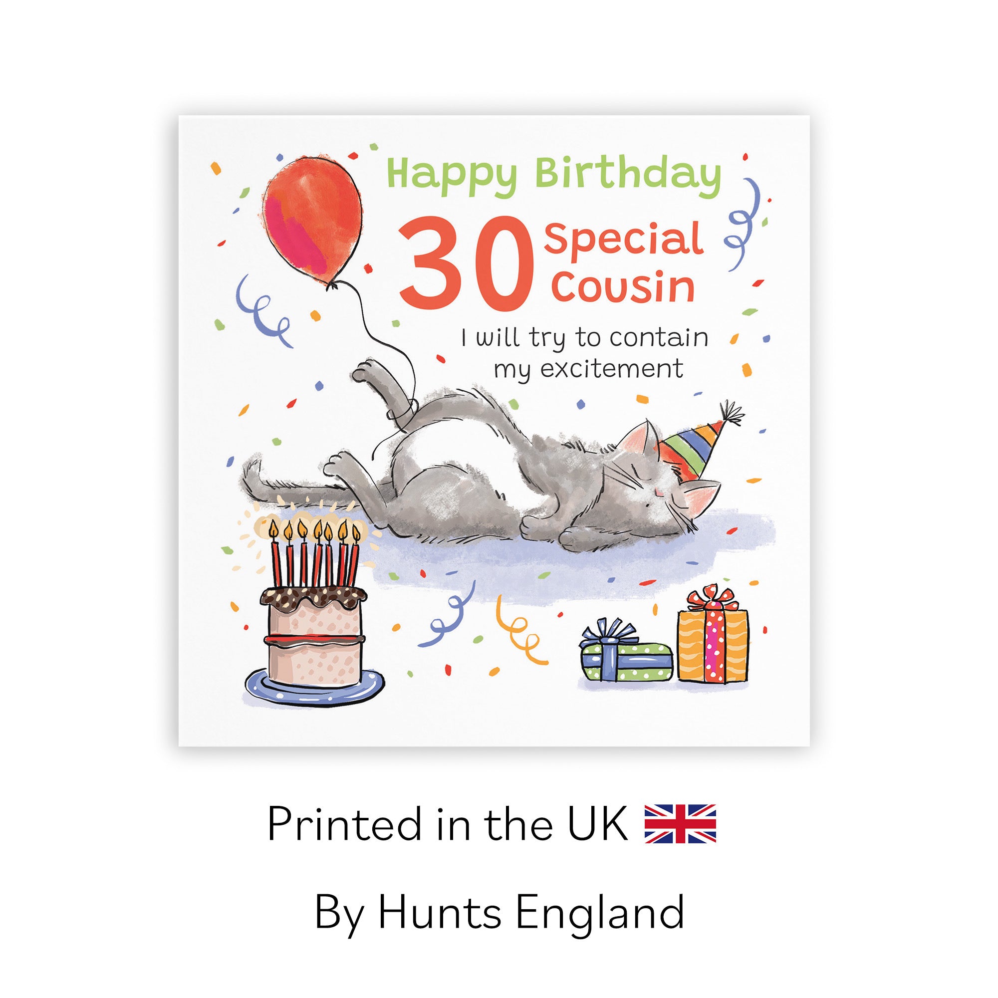 30th Cousin Birthday Card Sleepy Cat Animal Party - Default Title (RM00180)