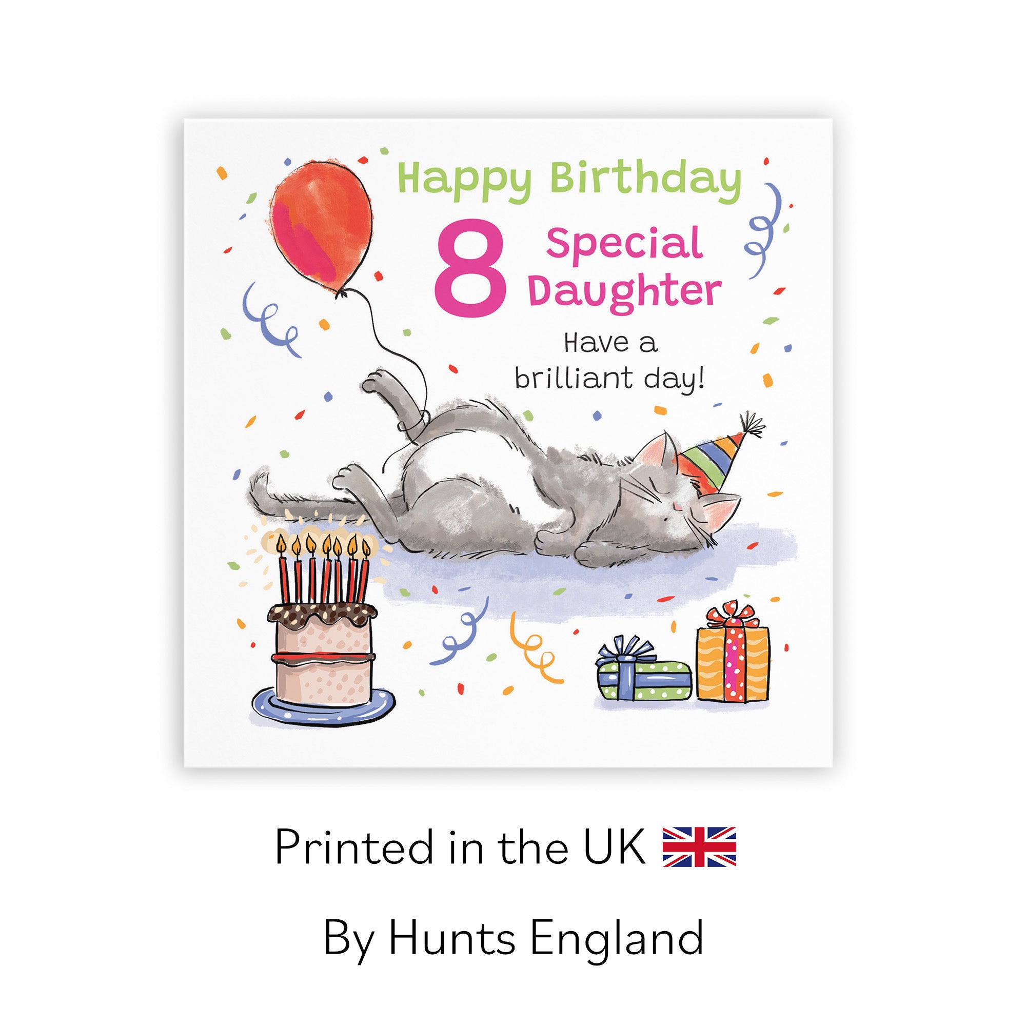 8th Daughter Birthday Card Sleepy Cat Animal Party - Default Title (RM00190)