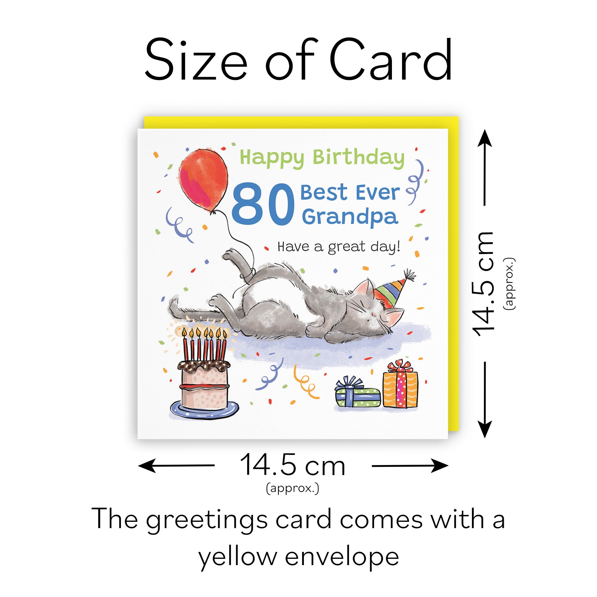 80th Grandpa Birthday Card Sleepy Cat Animal Party - Default Title (RM00248)