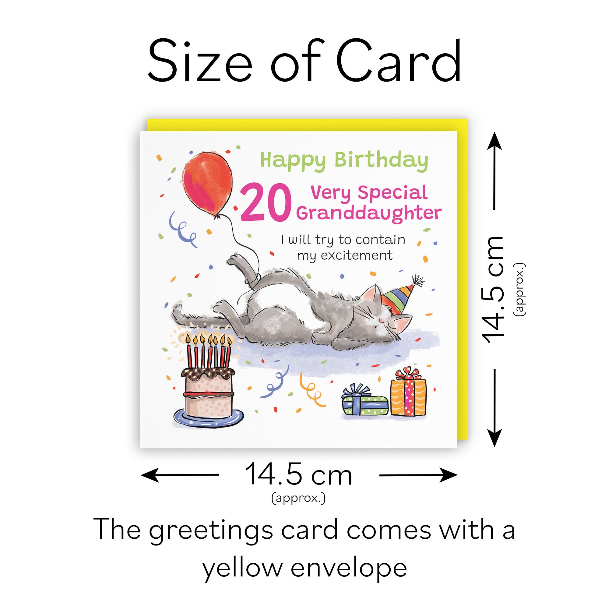 20th Granddaughter Birthday Card Sleepy Cat Animal Party - Default Title (RM00264)