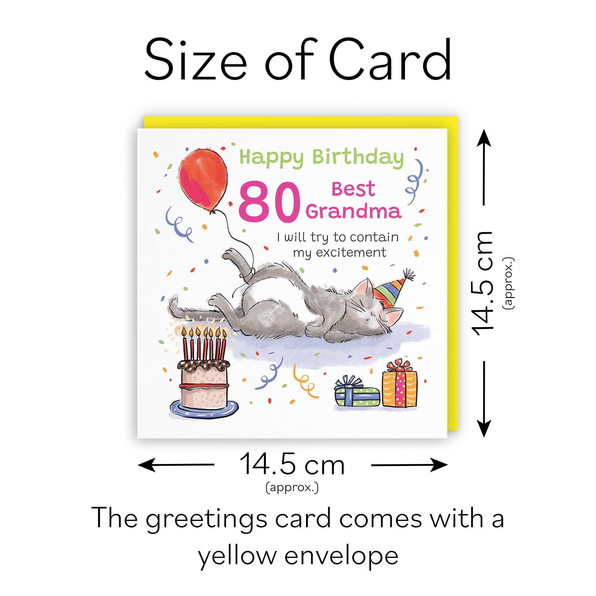 80th Grandma Birthday Card Sleepy Cat Animal Party - Default Title (RM00272)