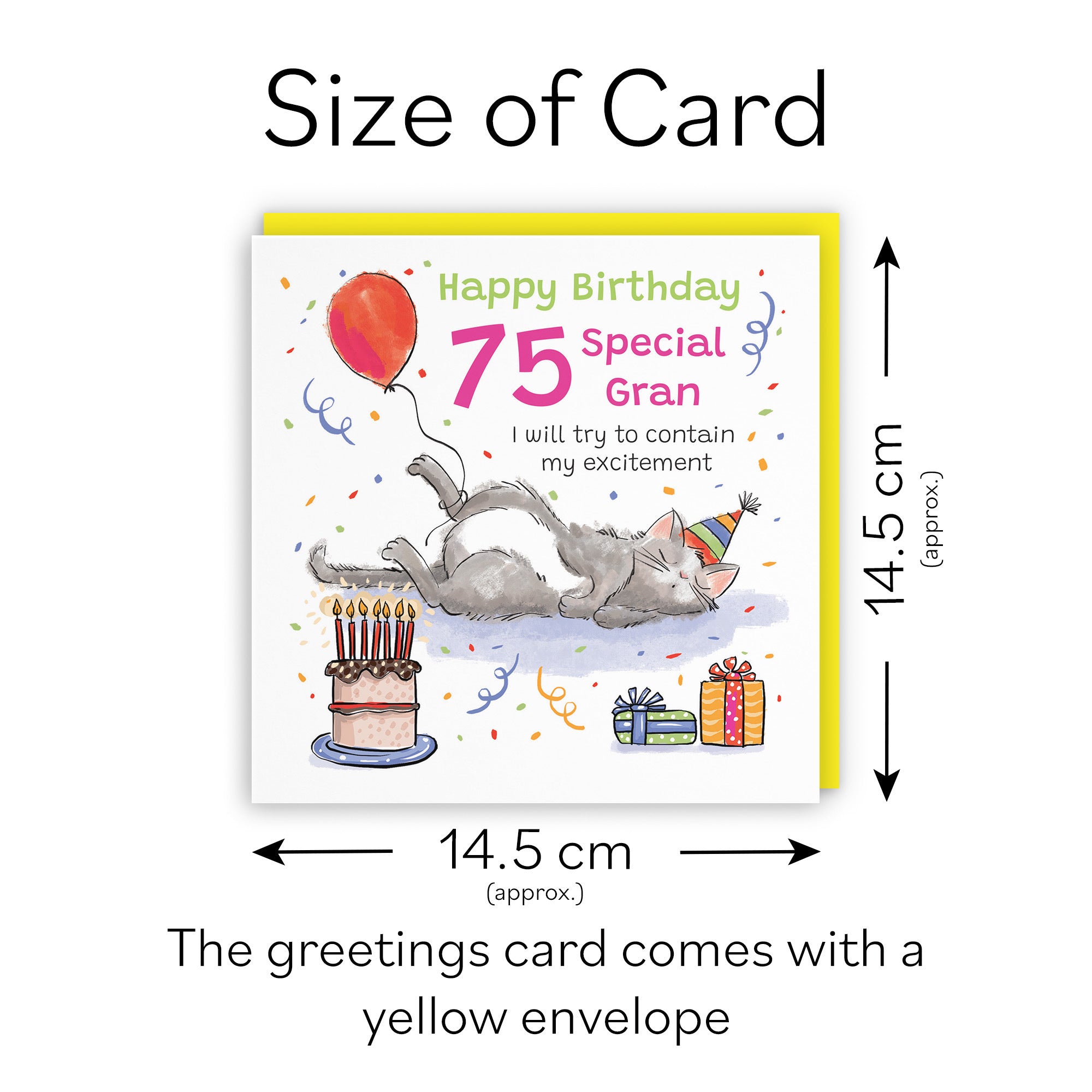 75th Gran Birthday Card Sleepy Cat Animal Party - Default Title (RM00288)