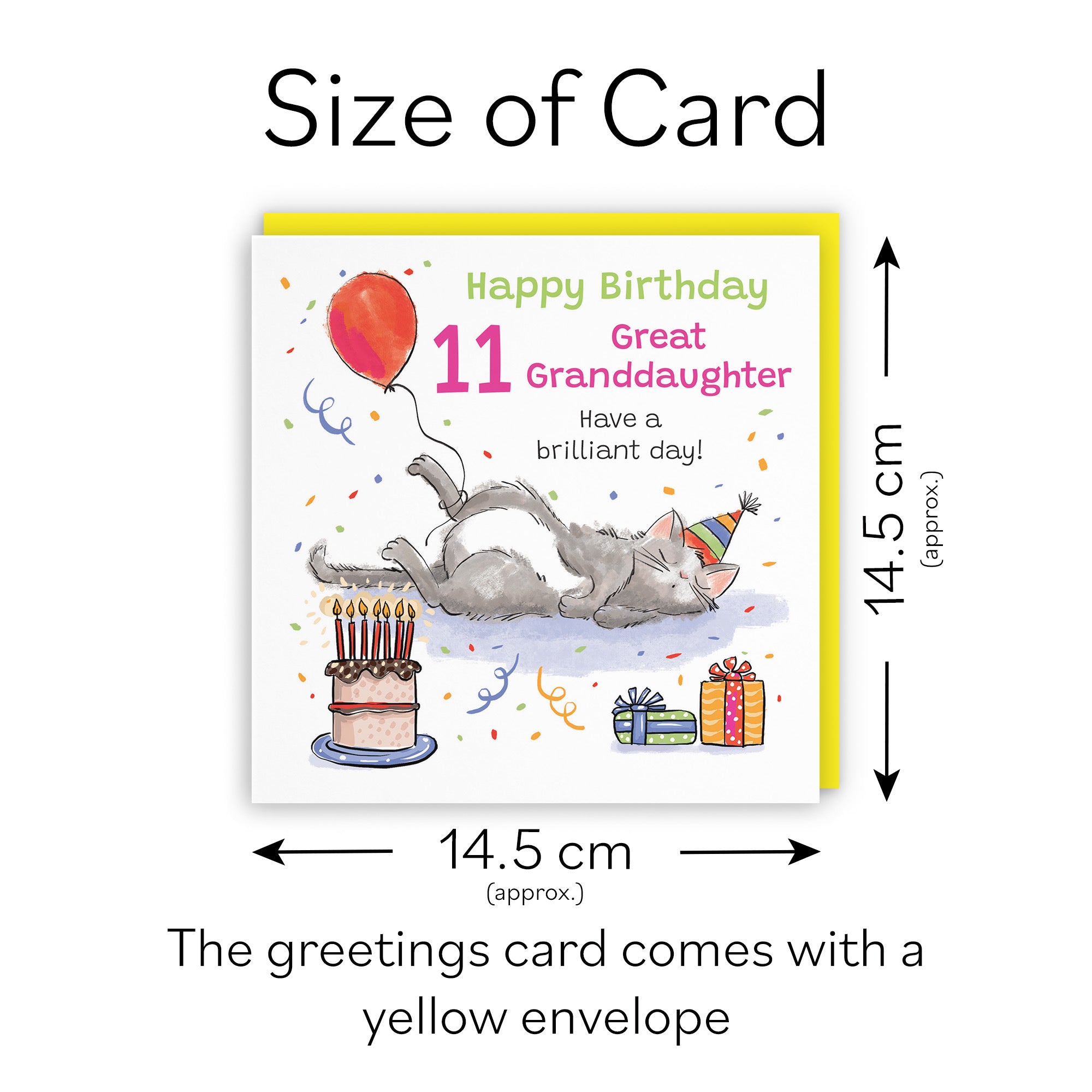 11th Great Granddaughter Birthday Card Sleepy Cat Animal Party - Default Title (RM00306)