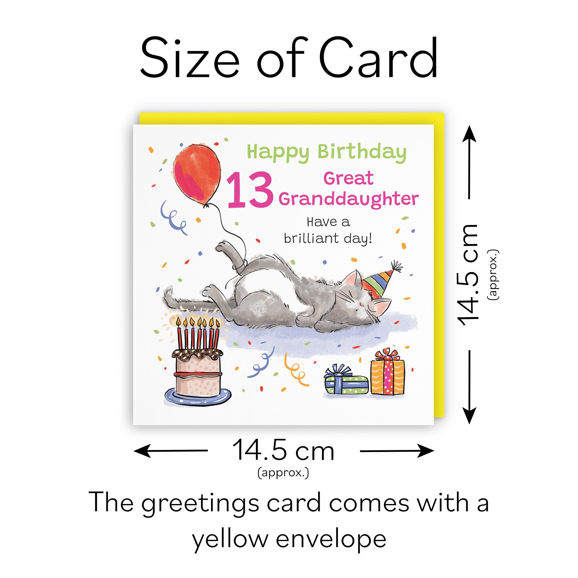 13th Great Granddaughter Birthday Card Sleepy Cat Animal Party - Default Title (RM00308)