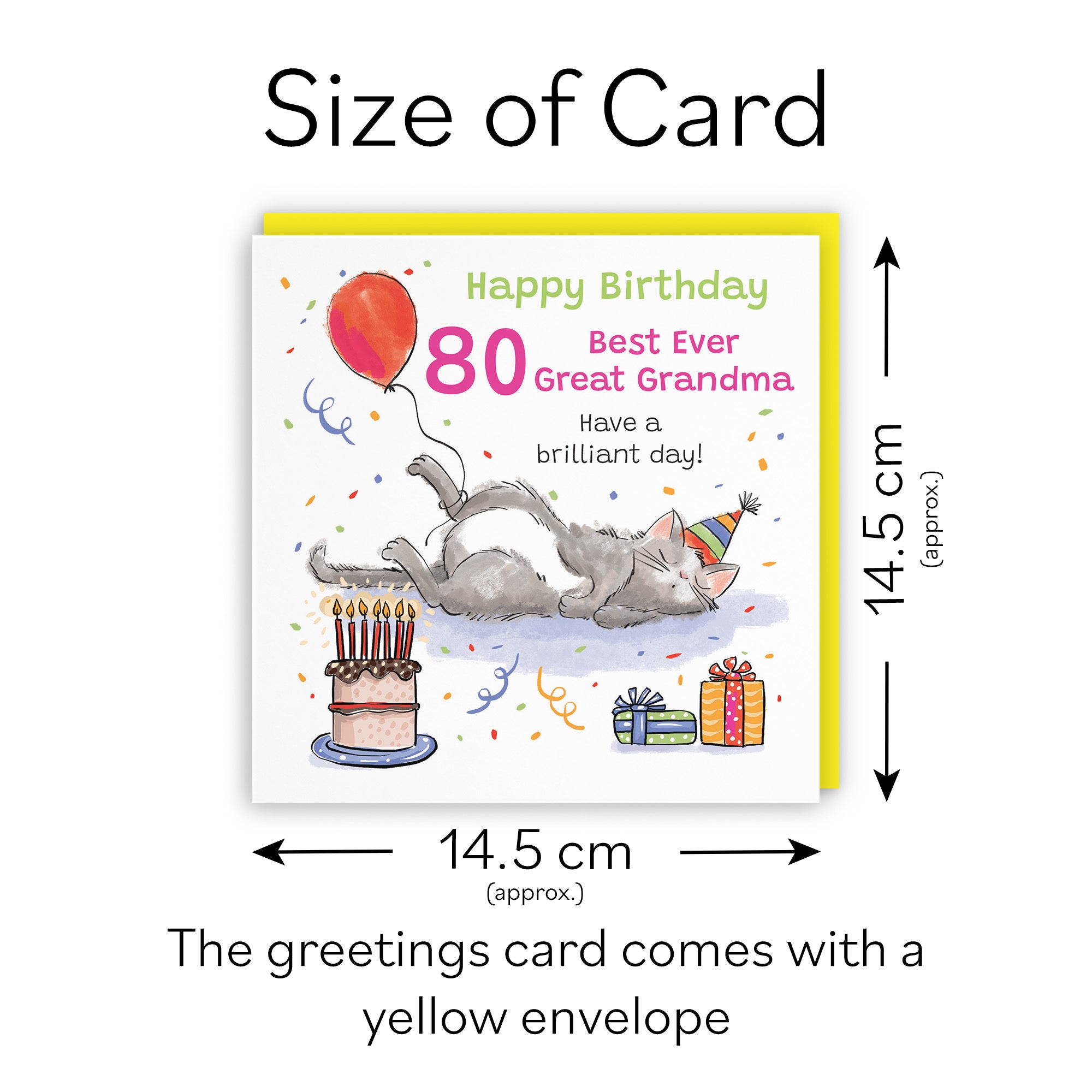 80th Great Grandma Birthday Card Sleepy Cat Animal Party - Default Title (RM00315)