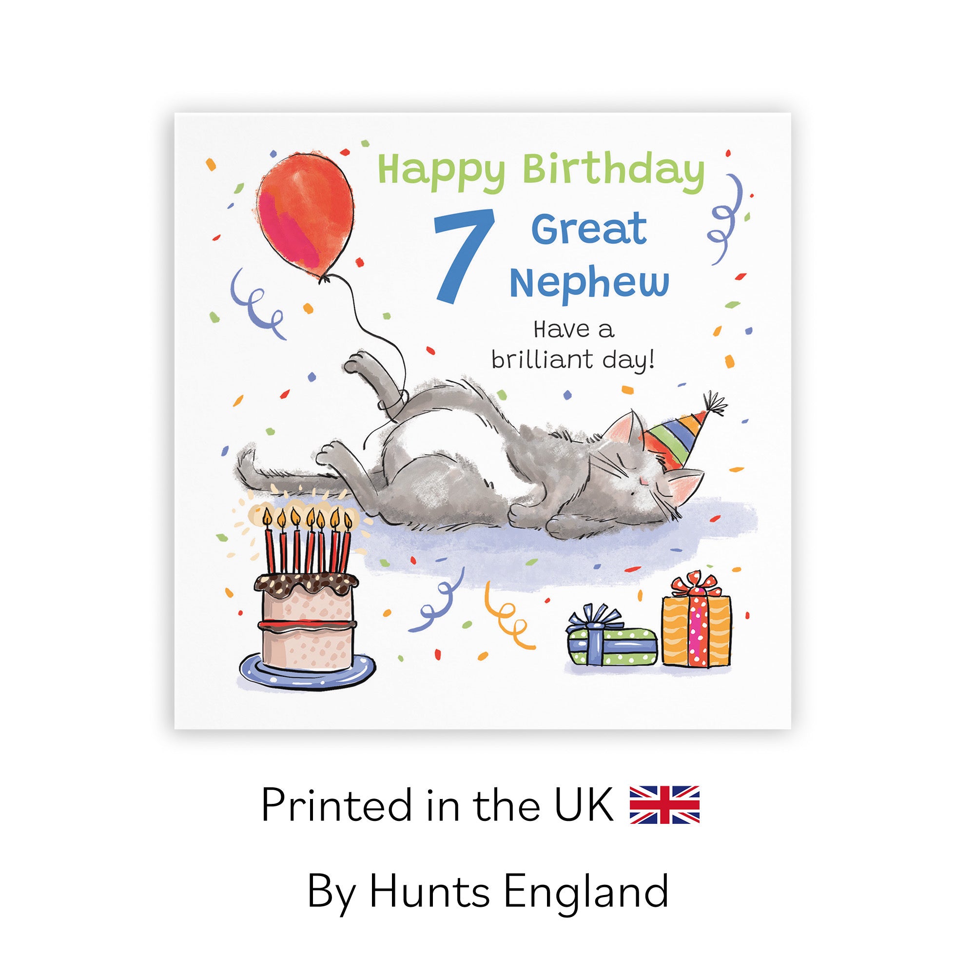 7th Great Nephew Birthday Card Sleepy Cat Animal Party - Default Title (RM00330)