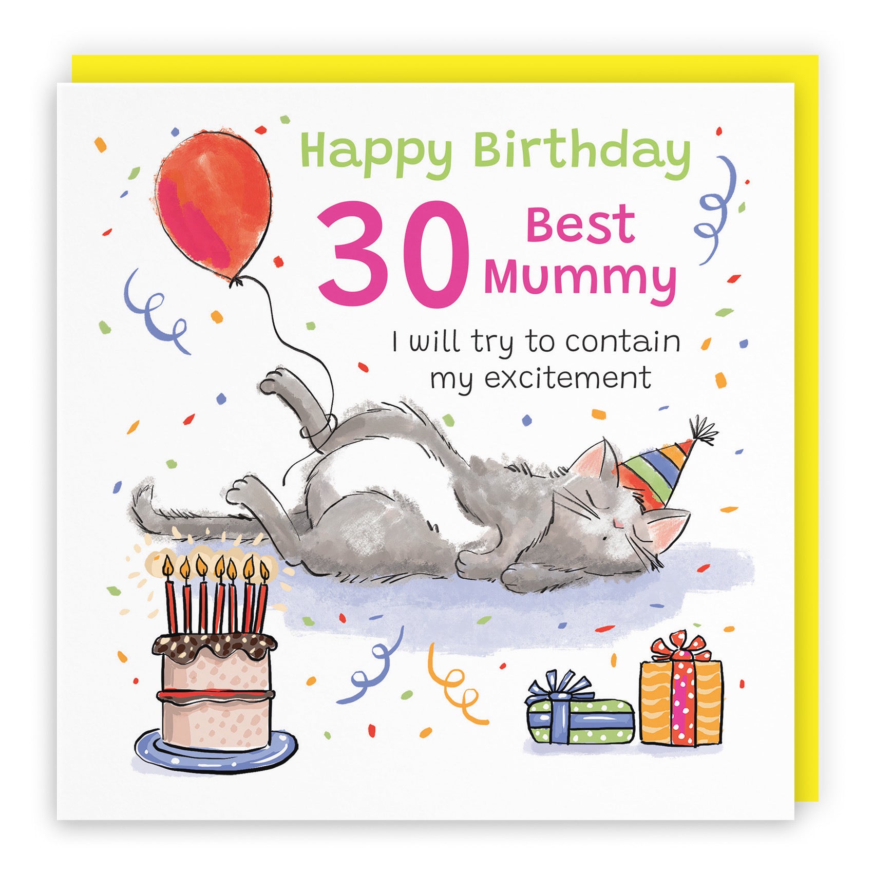 30th Mummy Birthday Card Sleepy Cat Animal Party - Default Title (RM00351)