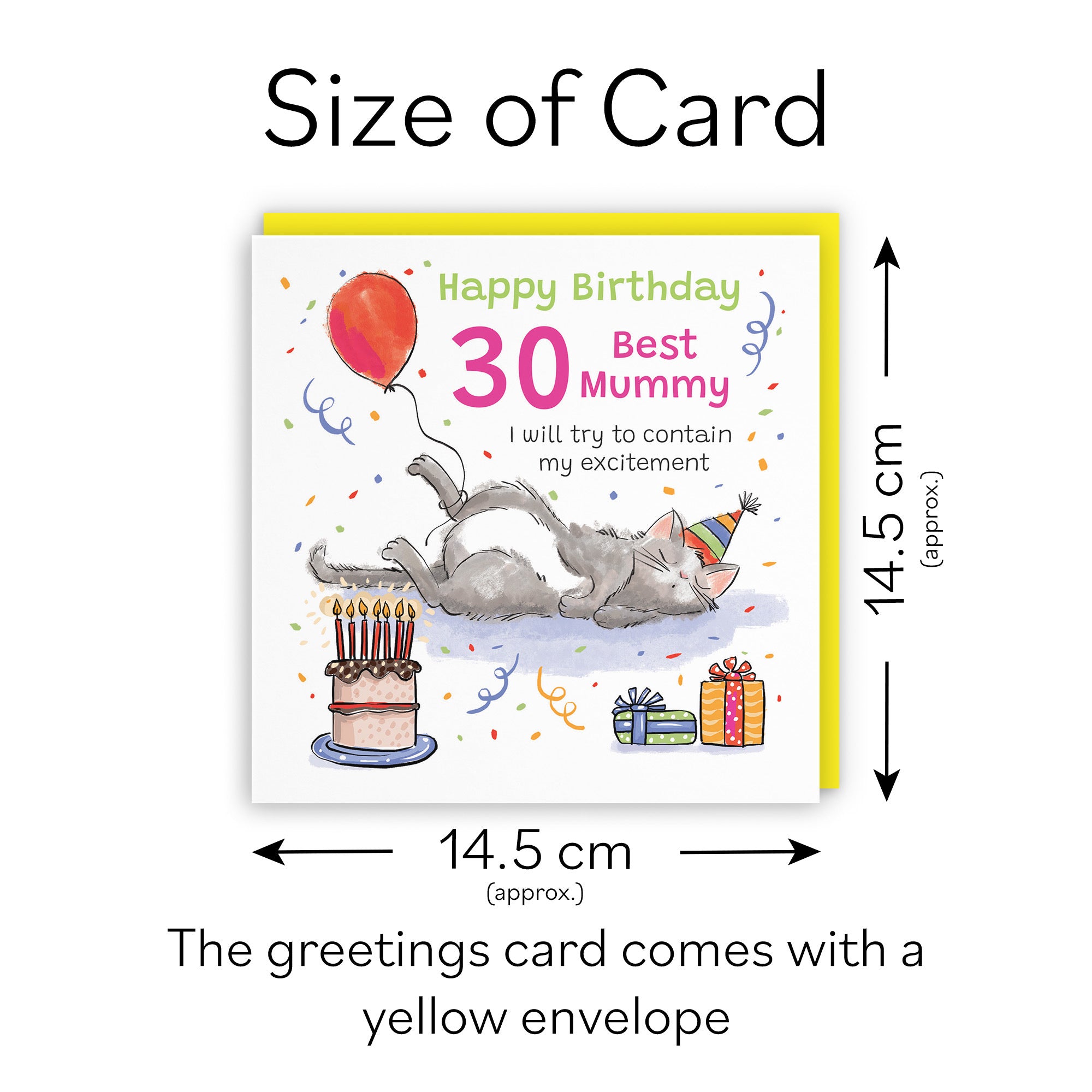 30th Mummy Birthday Card Sleepy Cat Animal Party - Default Title (RM00351)