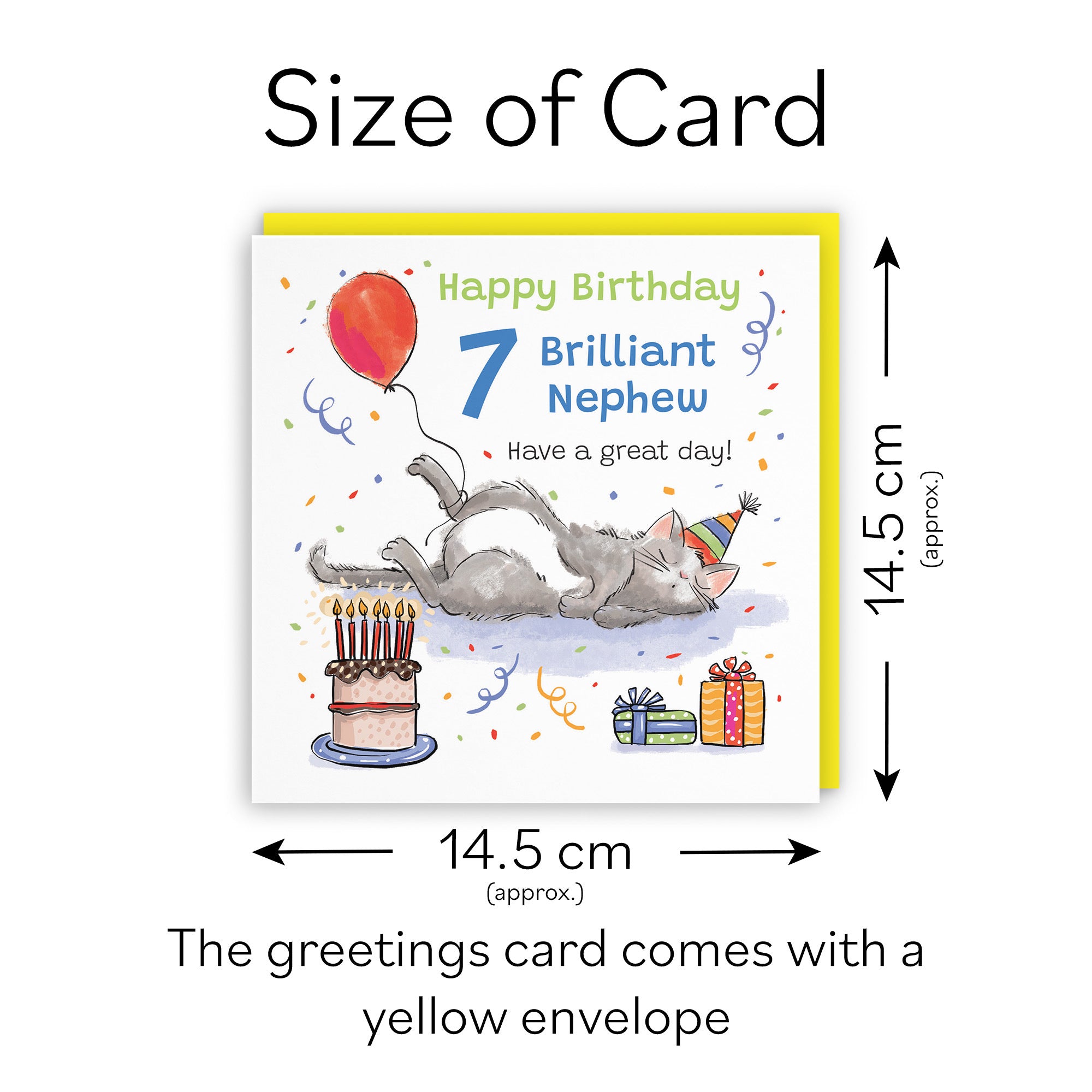 7th Nephew Birthday Card Sleepy Cat Animal Party - Default Title (RM00385)