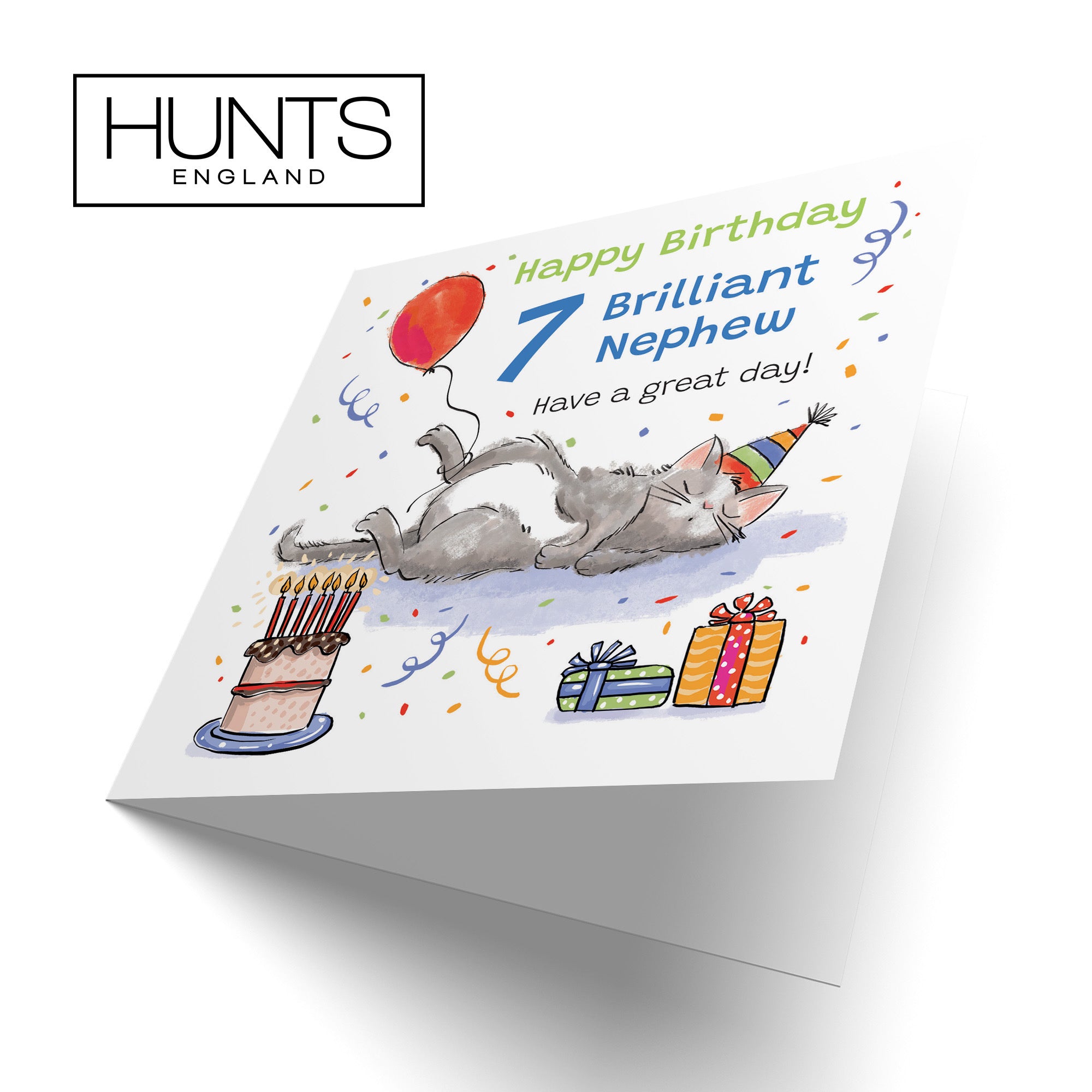 7th Nephew Birthday Card Sleepy Cat Animal Party - Default Title (RM00385)