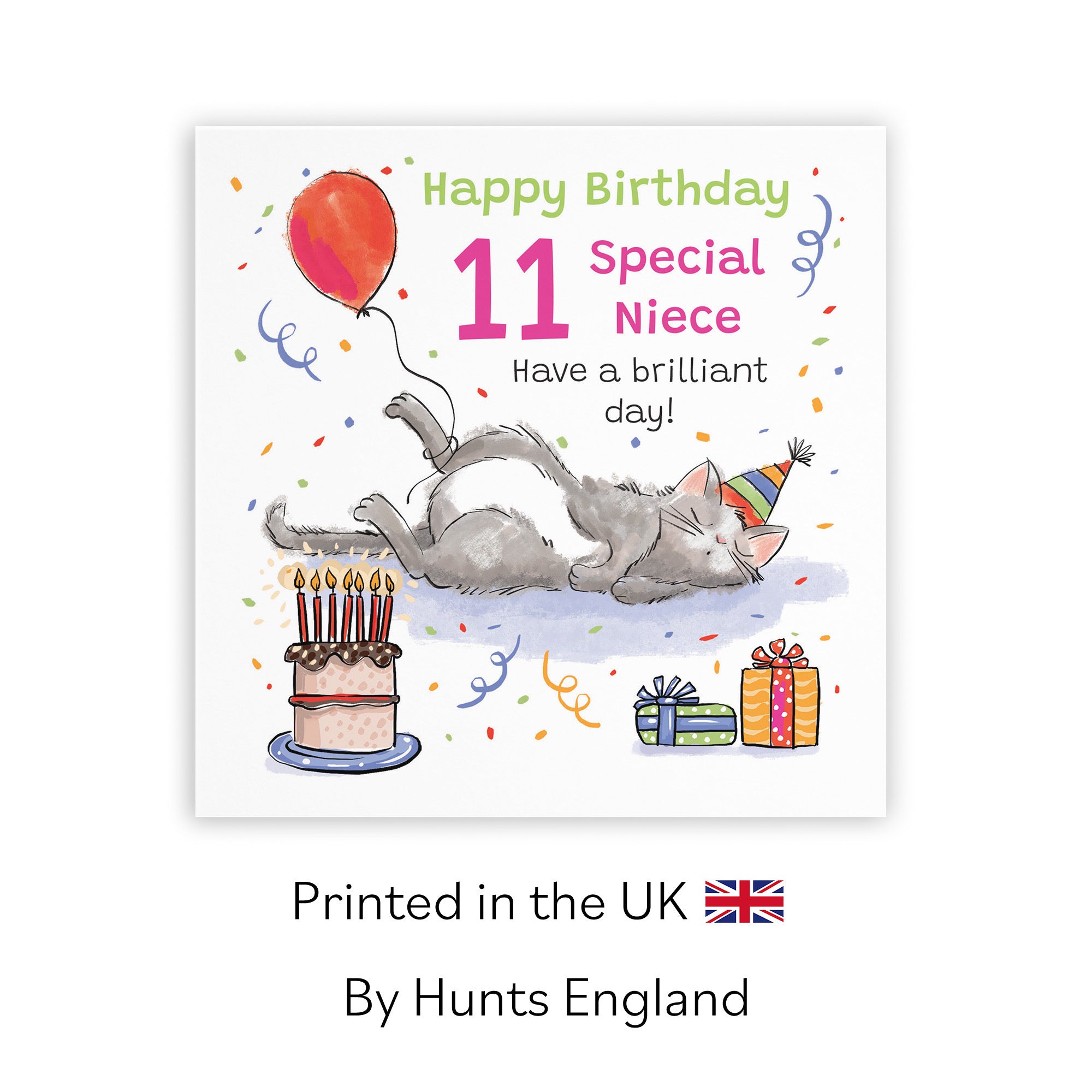 11th Niece Birthday Card Sleepy Cat Animal Party - Default Title (RM00396)