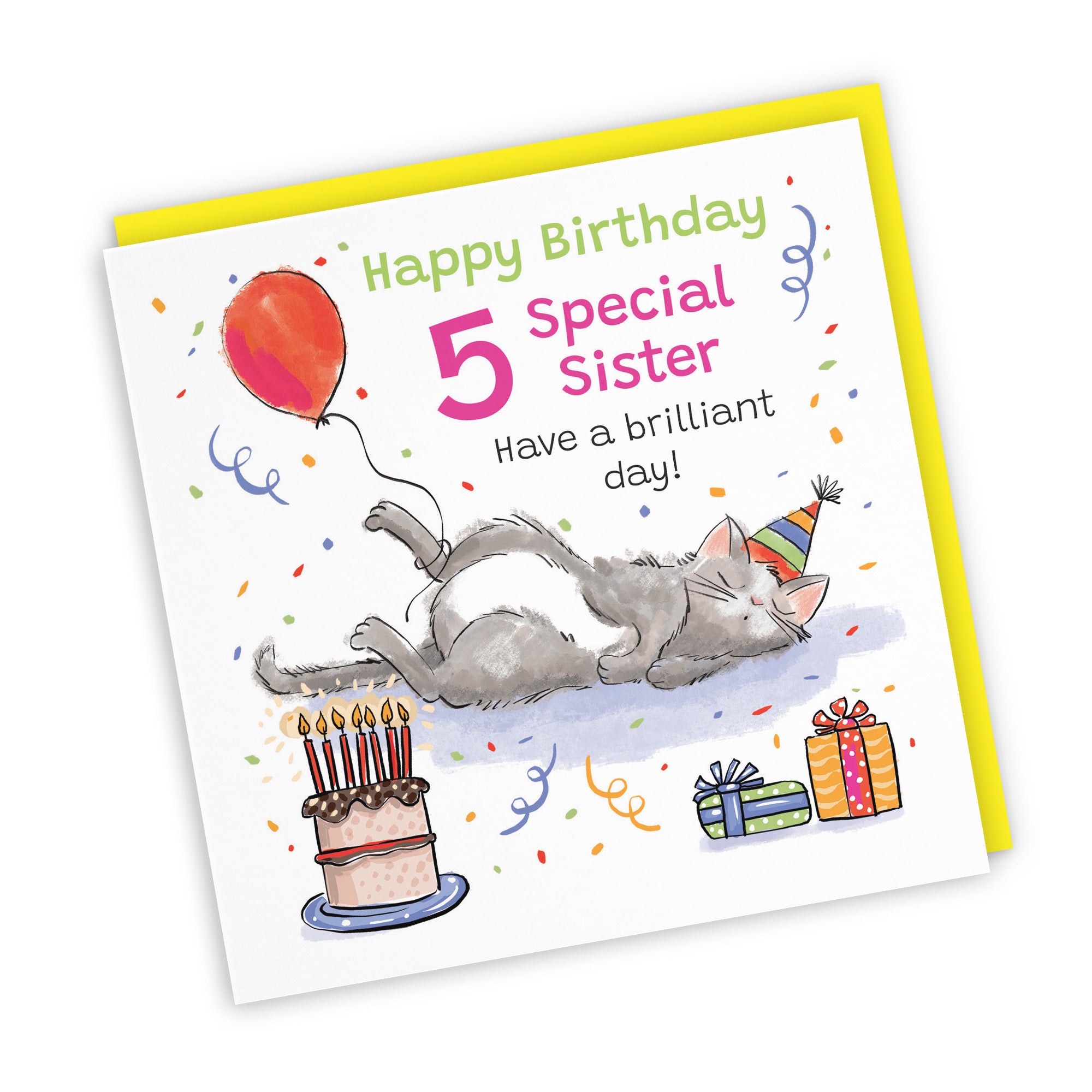 5th Sister Birthday Card Sleepy Cat Animal Party - Default Title (RM00413)