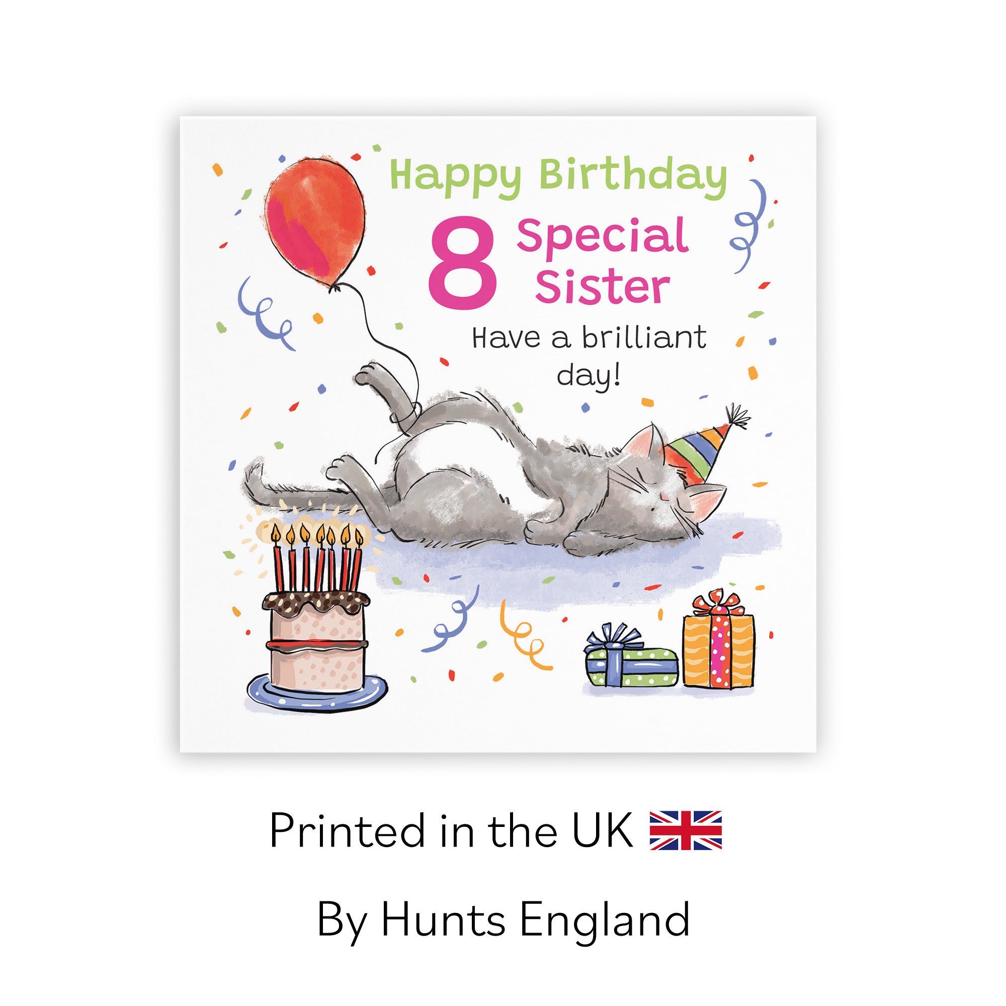 8th Sister Birthday Card Sleepy Cat Animal Party - Default Title (RM00416)